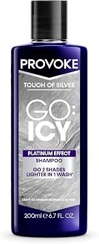 PROVOKE Touch of Silver Go Icy Shampoo 200ml, Icy Platinum Look in Just 1 Wash, Triple Toning Technology to Cool Down Brassy Tones, Enriched with Keratin