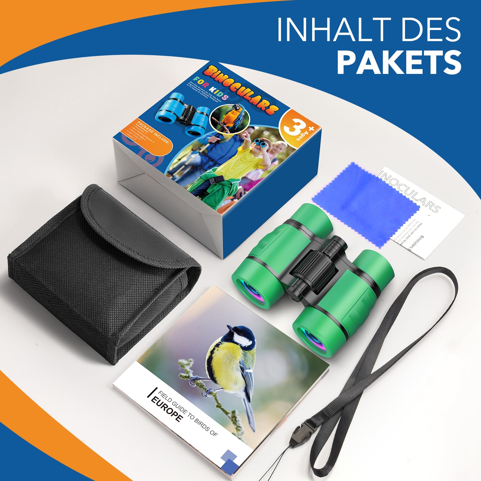 Fernglas Für Kinder Ab 3–12 Jahre – 4x30 Mm, Verstellbar, Mit Umhängeband, Robust & Augenschonend (blau)