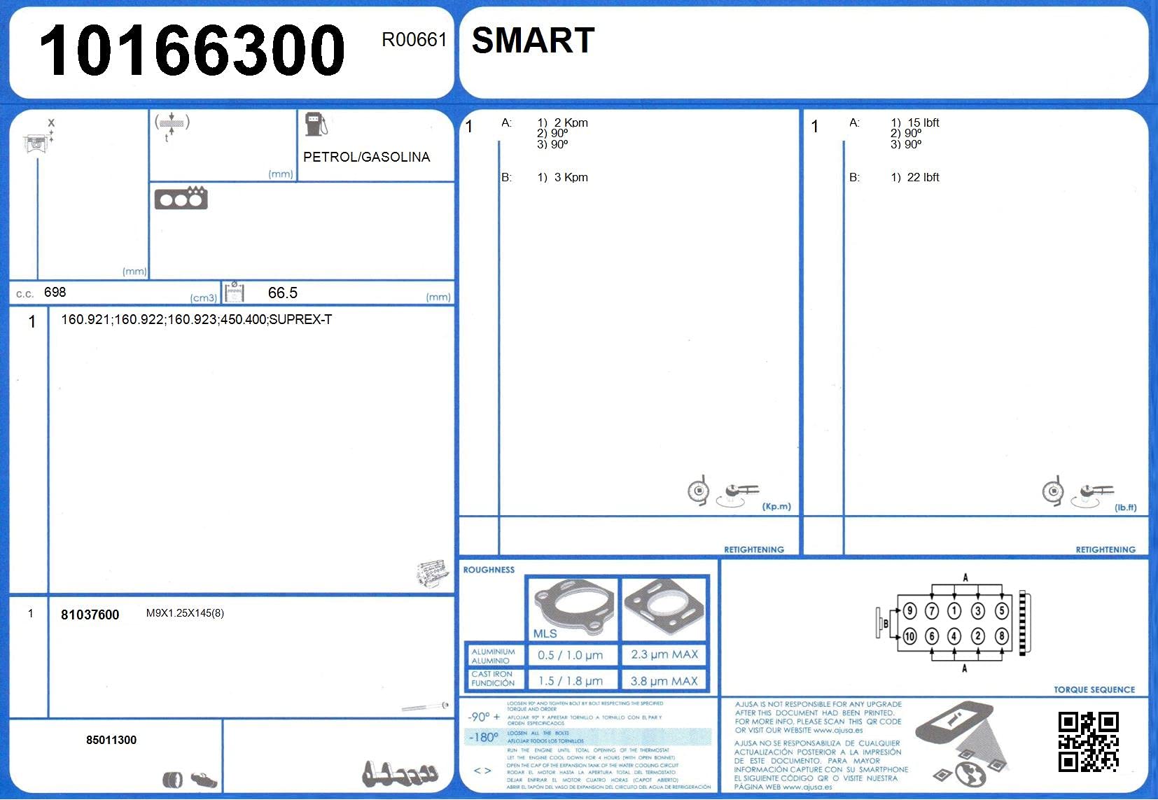 Ajusa 81037600 Kit Bulloni Testata