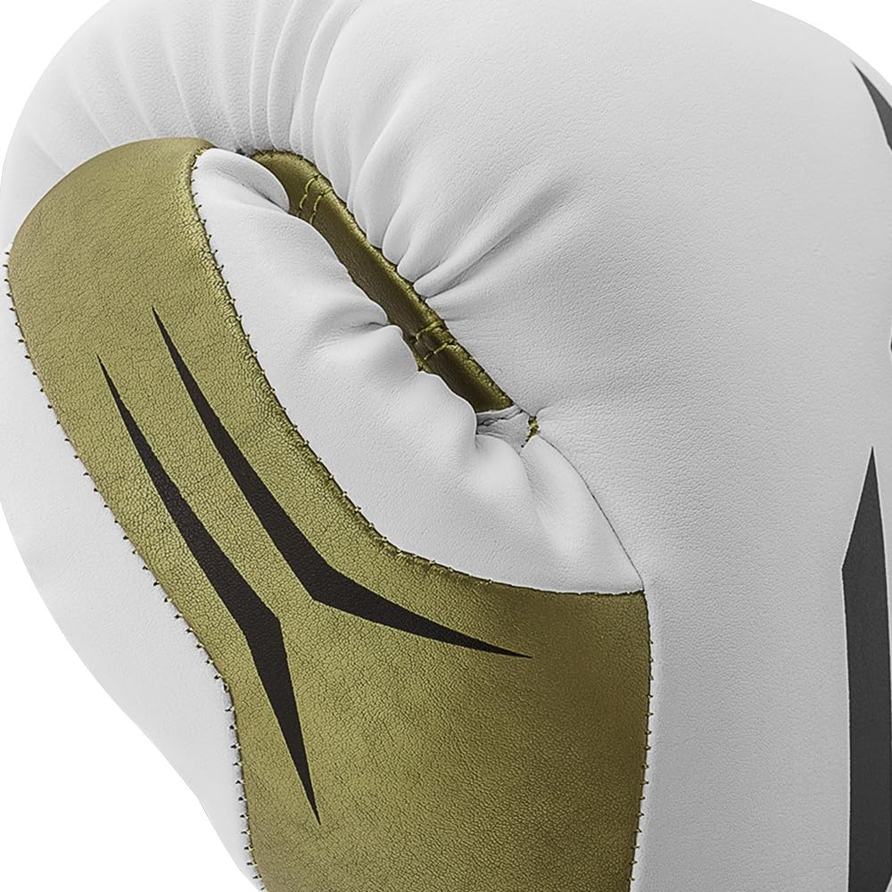 adidas Guantoni da boxe Speed Tilt 350 Velcro - 16 oz, colore: bianco/oro - con innovativa tecnologia TILT® - i primi guantoni da boxe realizzati in pelle di cactus 100% sostenibili