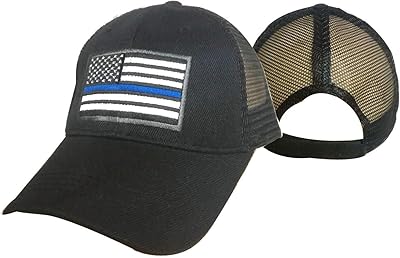 AES MESH Support TBL Police Sheriff Thin Blue LINE USA Flag Patch Baseball Hat Cap