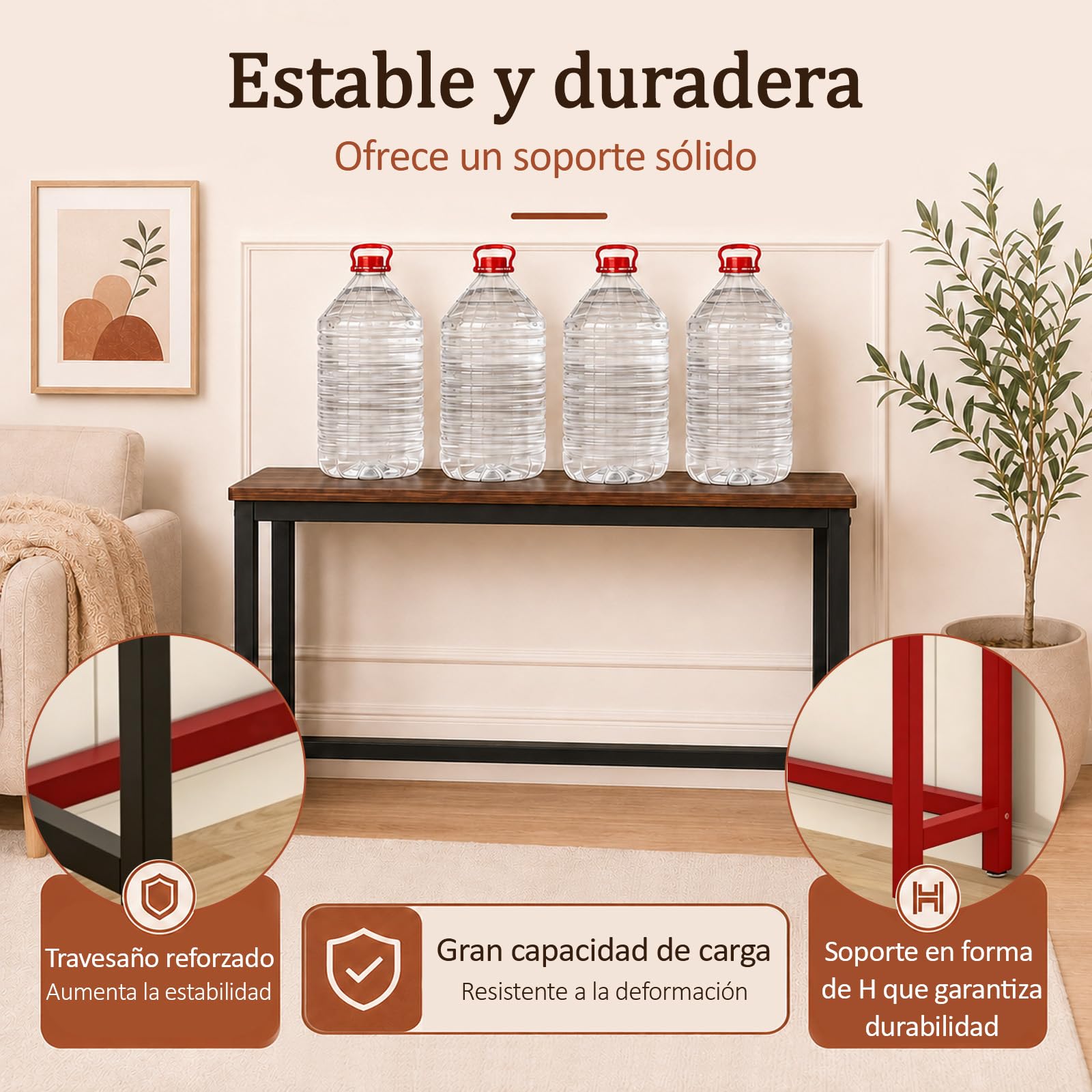 Consola Recibidor Estrecha, Mesa Auxiliar de Sofá, Ahorra Espacio