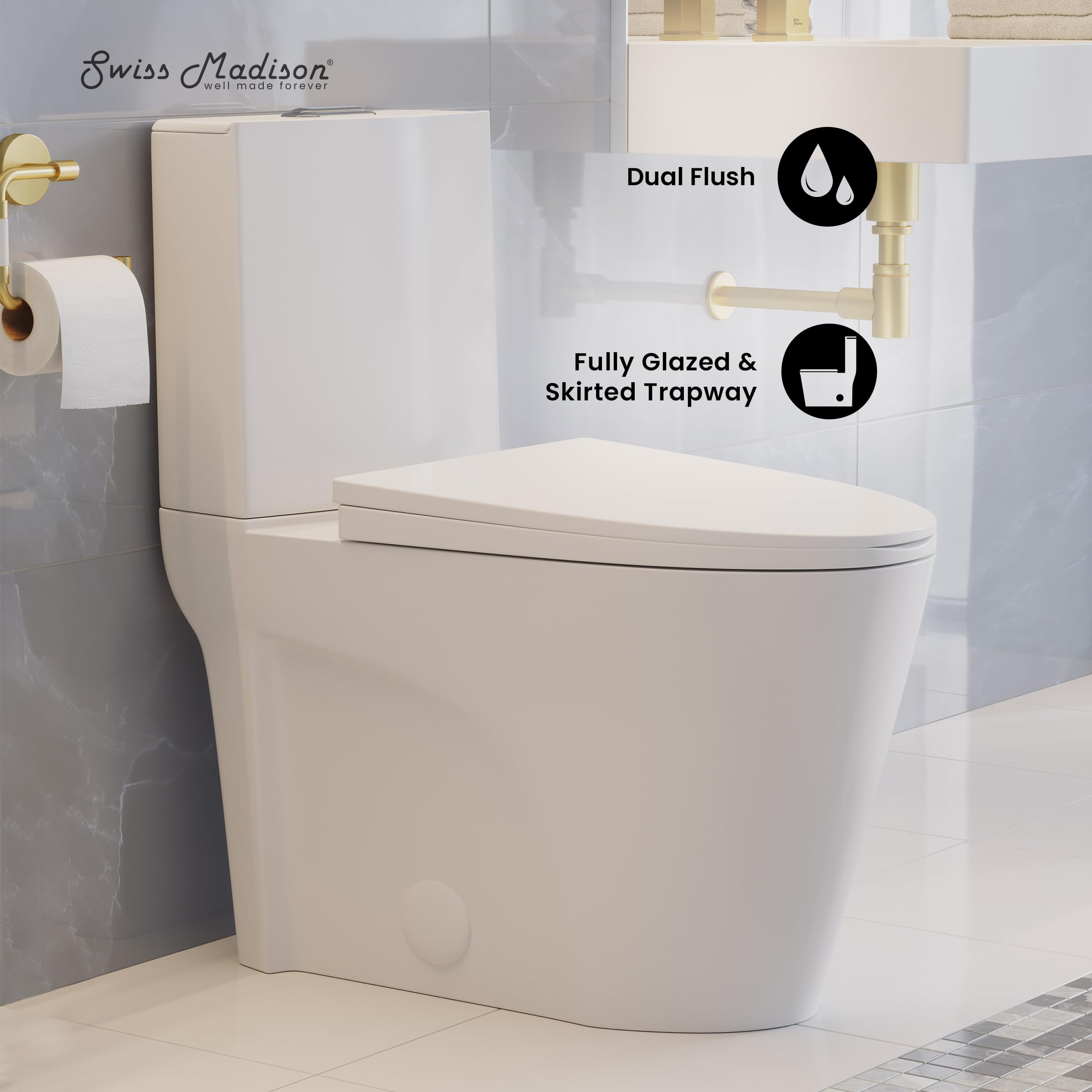 トロレアイト♡多面カットダブルポイントNo.1369 St. Tropez Two-Piece Elongated Toilet Vortex™ Dual-Flush 1.1/1.6