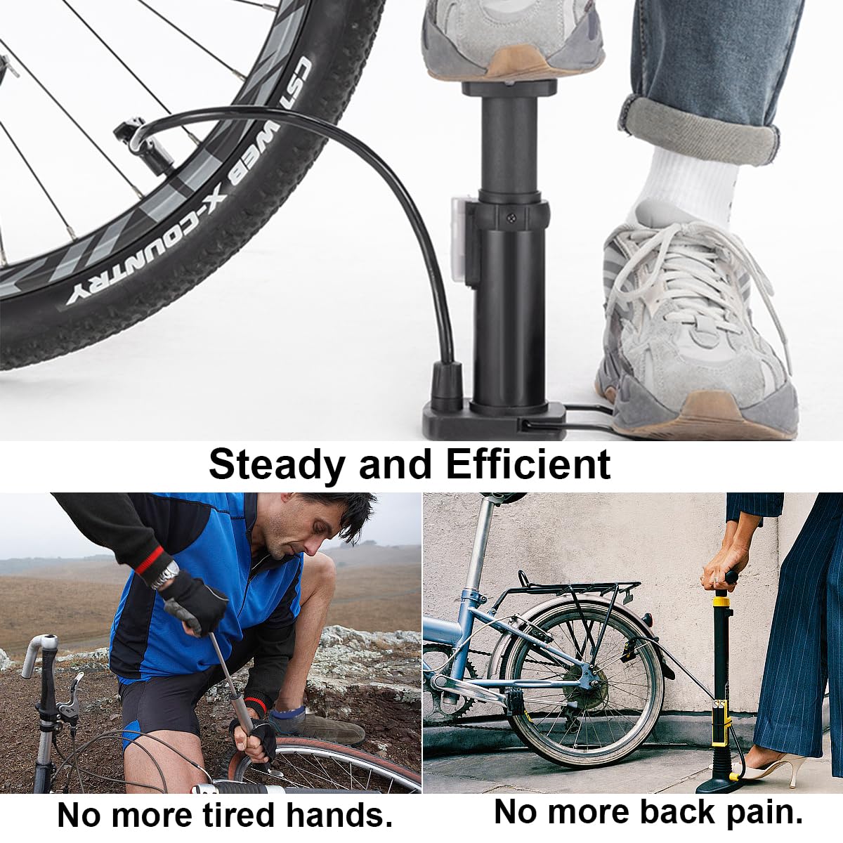 Pompa A Pedale Per Bicicletta | Doppio Cilindro | Compatibile AV/DV/SV | Con Accessori Per Palloni