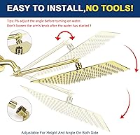 Vista 31 de Cabezal de ducha de lluvia con brazo de extensión ajustable de 11 pulgadas, cabezal de ducha cuadrado grande de acero inoxidable de alto flujo