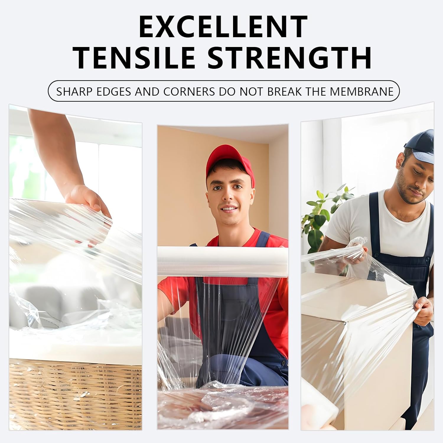 2 Rolls Heavy Duty Stretch Wrap - 18" x 2000 FT, 80 Gauge Clear Shrink Wrap Roll, Commercial Grade Plastic Wrap for Moving & Packing, Stretch Shrink Film for Storage, Pallet Wrapping & Shipping