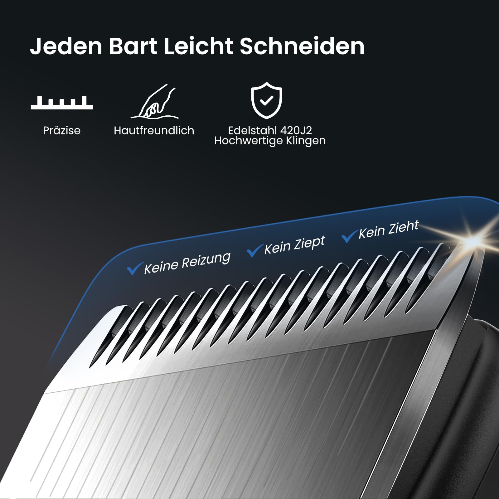 MAXGROOM 6 in 1 Barttrimmer, Elektrischer Bartschneider Herren mit Magnetischen Schneideinheit, 120 Min Akkulaufzeit Beard Trimmer, IPX6 Wasserdicht Bartrasierer Leicht zu Reinigen, Type-C