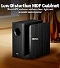 مكبر صوت Edifier 70W RMS، 8 بوصات للمسافات الطويلة، مكبر صوت عميق (35 هرتز)، مضخم صوت مدمج، تشويه منخفض، محدد الطور ومضخم صوت نشط يعمل بالطاقة T5s موفر للطاقة للصوت المنزلي والاستوديو، أسود