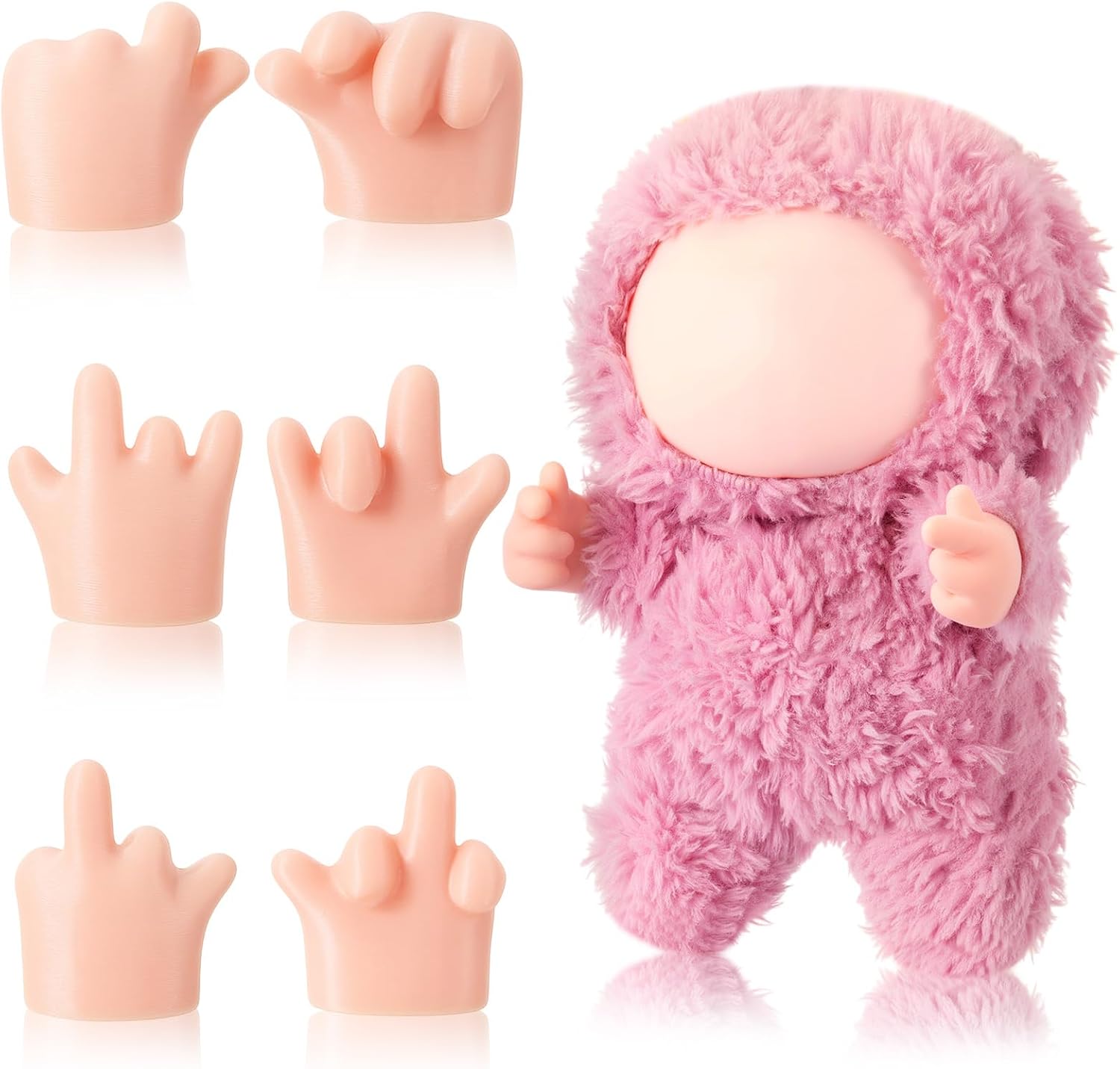 3 Sets 17cm Mini Hands Puppets Finger Middle Finger Hands Funny Pose Part Realistic Little Detachable 3D Printed Accessory Rock Roll Heart Sign(Style 1)