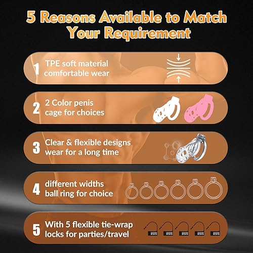 Miniatura 3 de Dispositivos de jaula de castidad masculina  Jaula de silicona suave y ligera para hombre para el pene, jaula de bloqueo de casidad transparente,
