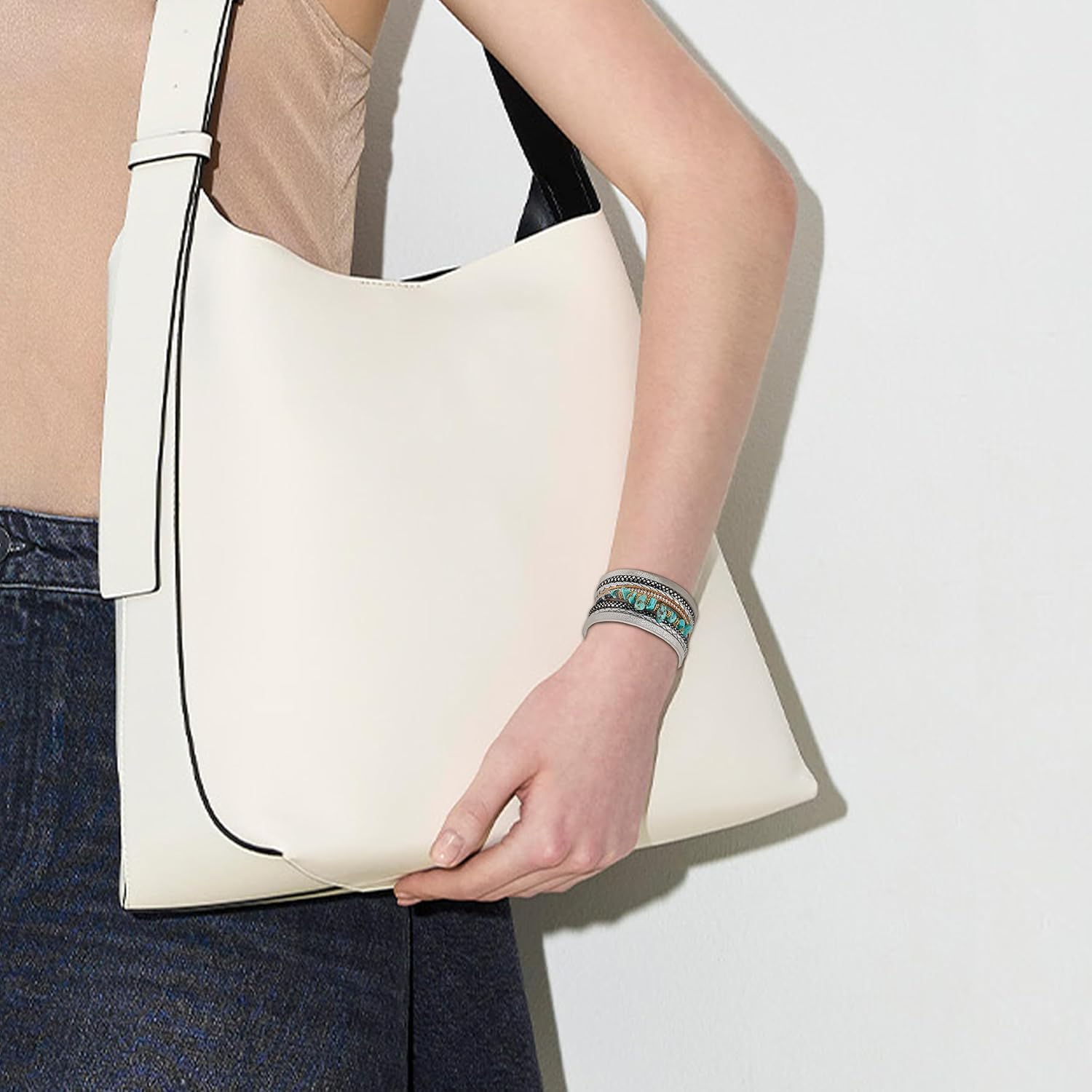 Pulseras para Mujer Leather Wrap Bracelets for Women Trendy Turquoise Jewelry for Women Stackable Bangle Cuff Bracelets for Women Valentine's Day Gifts for Women - Image 6