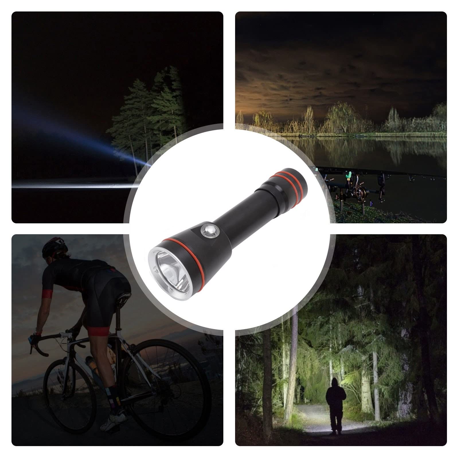 Cocoarm Lampe de Poche Sous-marine Professionnelle, Torche de Plongée étanche en Alliage d'aluminium 5000LM IPX8 100 M de Profondeur 3 Modes Interrupteur Magnétique pour la Photographie de Plongée