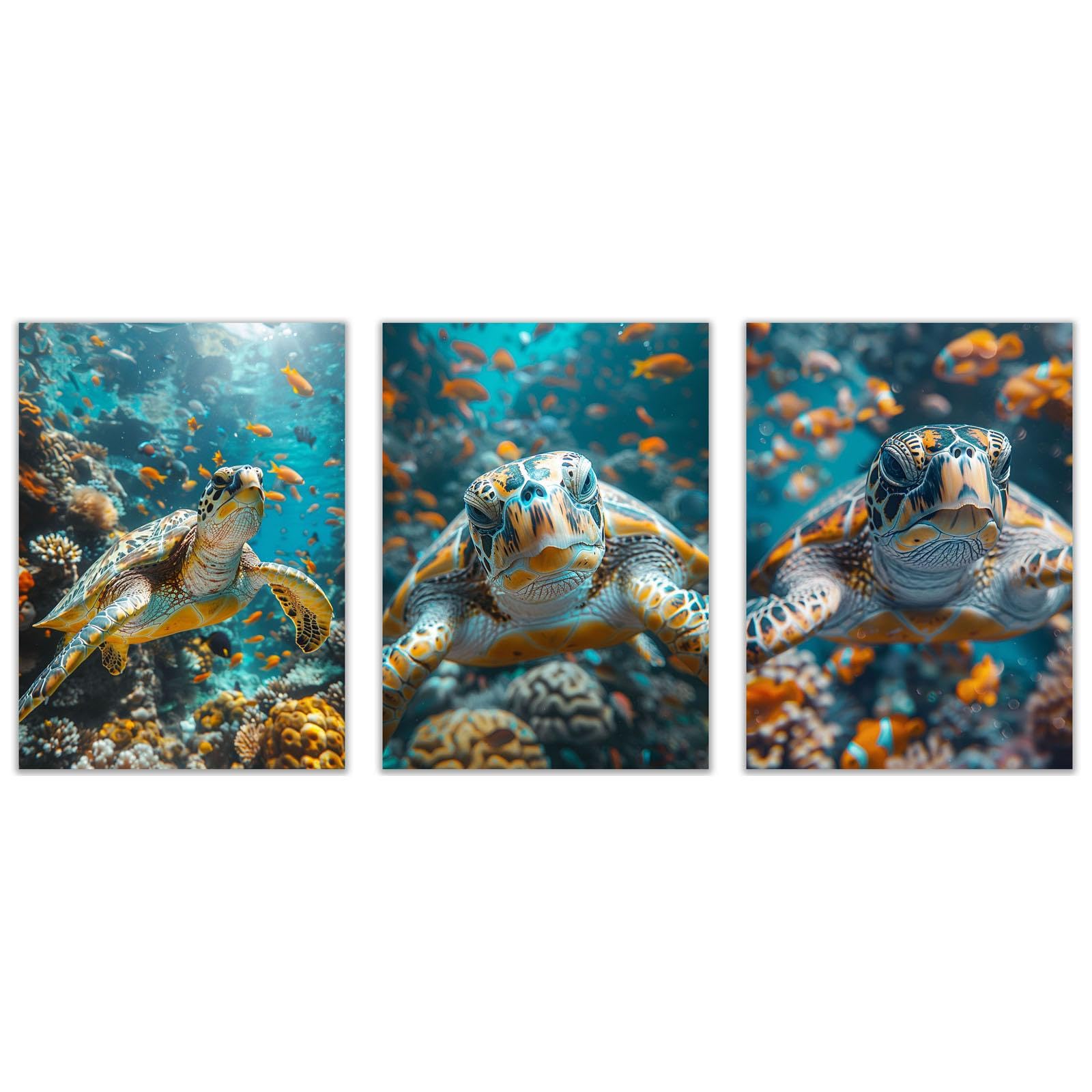 WQBQKKX 3 Pieces Animal Canvas Wall Art Funny Cute Animals Canvas Wall Art,Blue,white Modern Picture Artwork Living Room Bedroom Home Decor-20x30cmx3 Unframed