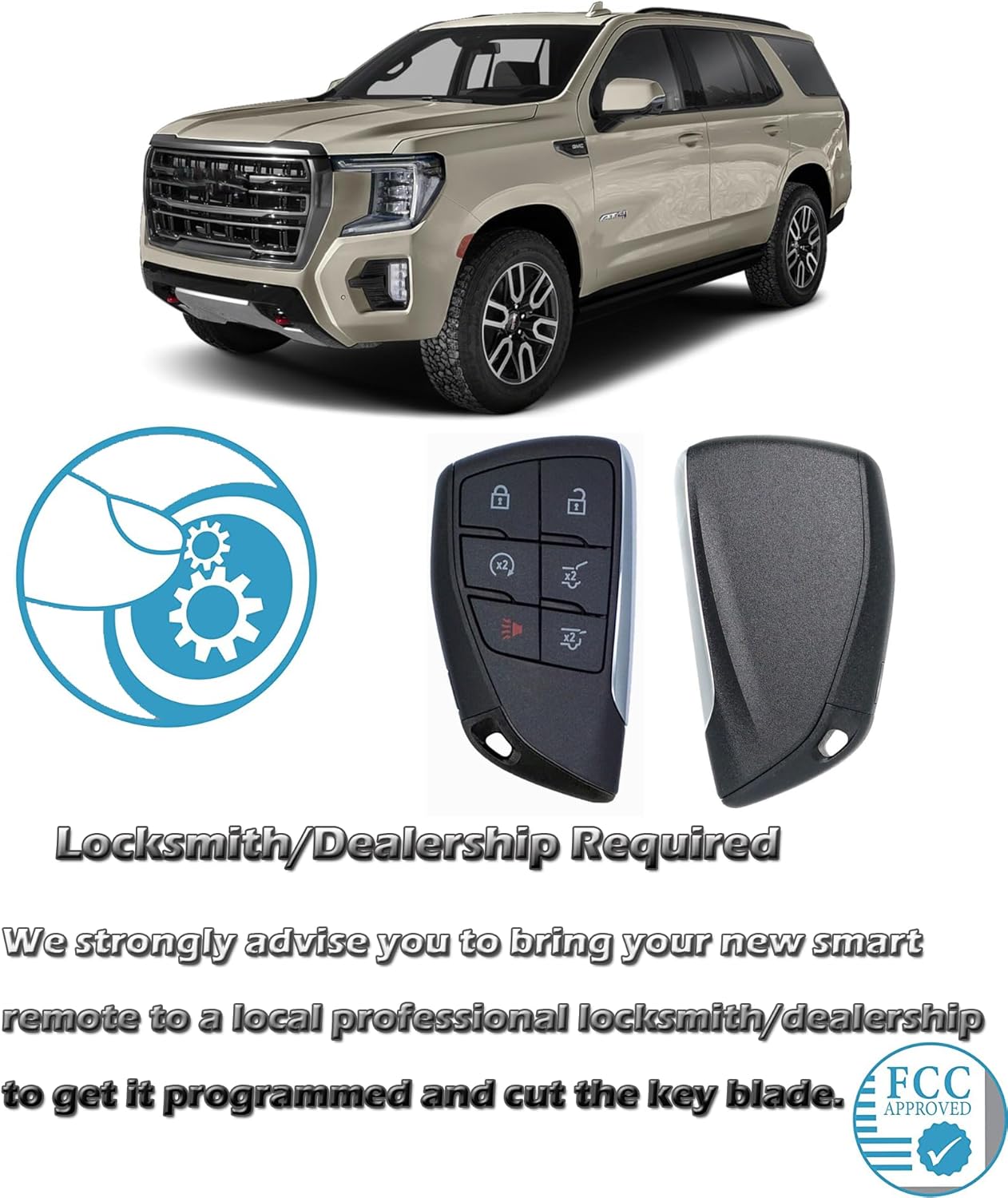 Smart Key for GMC Yukon Chevy Suburban Tahoe 2021-2025, Alliskeys Proximity Remote Control Key Fob Fit for Chevrolet Suburban Tahoe 2021-2025 YG0G21TB2 YGOG21TB2 6-Button