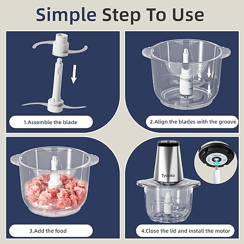 Miniatura 5 de Kitchen Aid - Picador eléctrico de alimentos, picadora de carne fácil de limpiar con 2 cuencos (8 tazas de acero inoxidable + 8 tazas de vidrio),