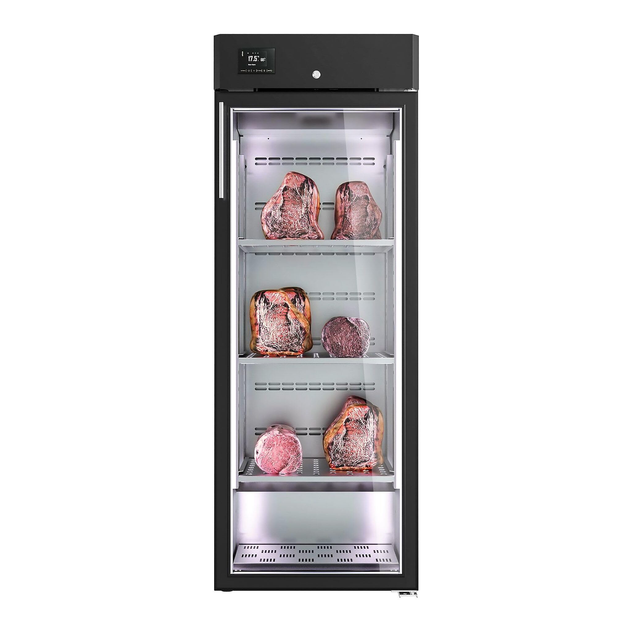 GGM Gastro Dry Aging Fleischreifeschrank 600mm 340L | Hygienischer Edelstahl-Innenraum, präzise Touch-Steuerung, regulierbares Klima, abschließbare Glastür, automatische Abtauung