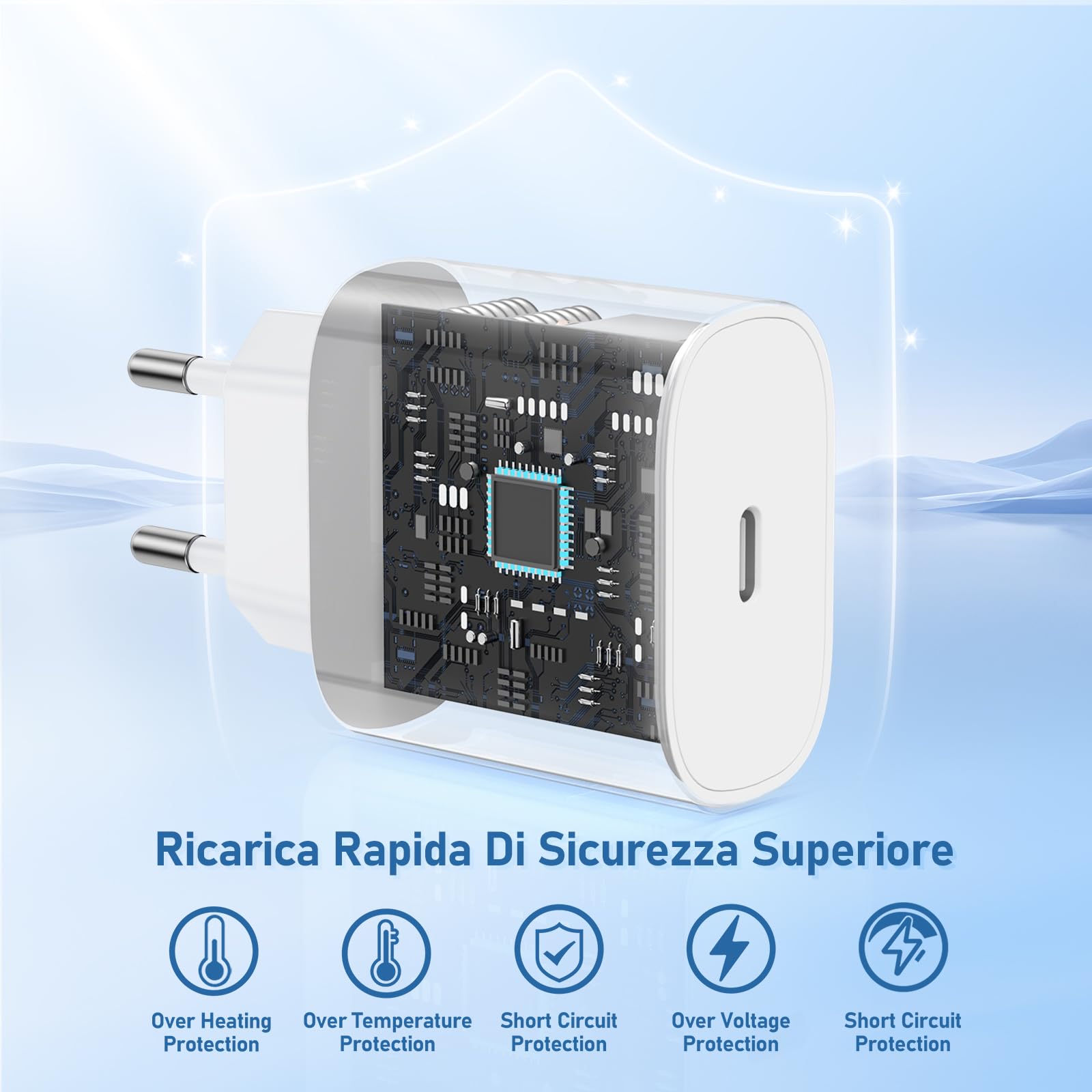 QZIIW Caricatore Per iPhone, adattatore veloce del caricabatterie 20W PD USB C Wall con 1M e 2M di tipo C per fulmine via cavo Lightning compatibile per iPhone 14 13 12 11 Pro Max XR XS X,iPad