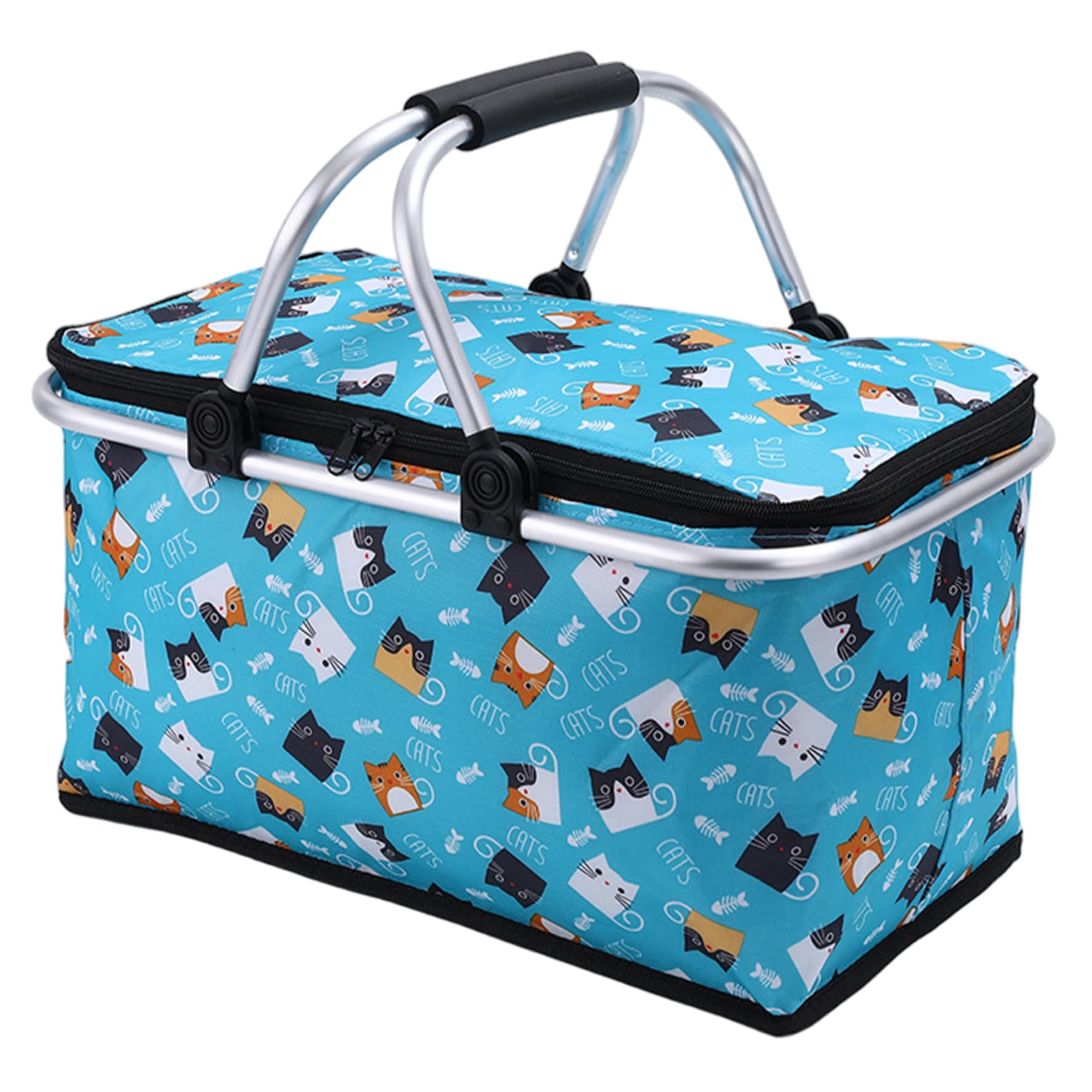 Neptuiby Insulated Picnic Basket, Thermal Food Delivery Bag with Lid, Large Capacity Foldable Shopping Tote for Outdoor, Beach, Grocery & Camping.