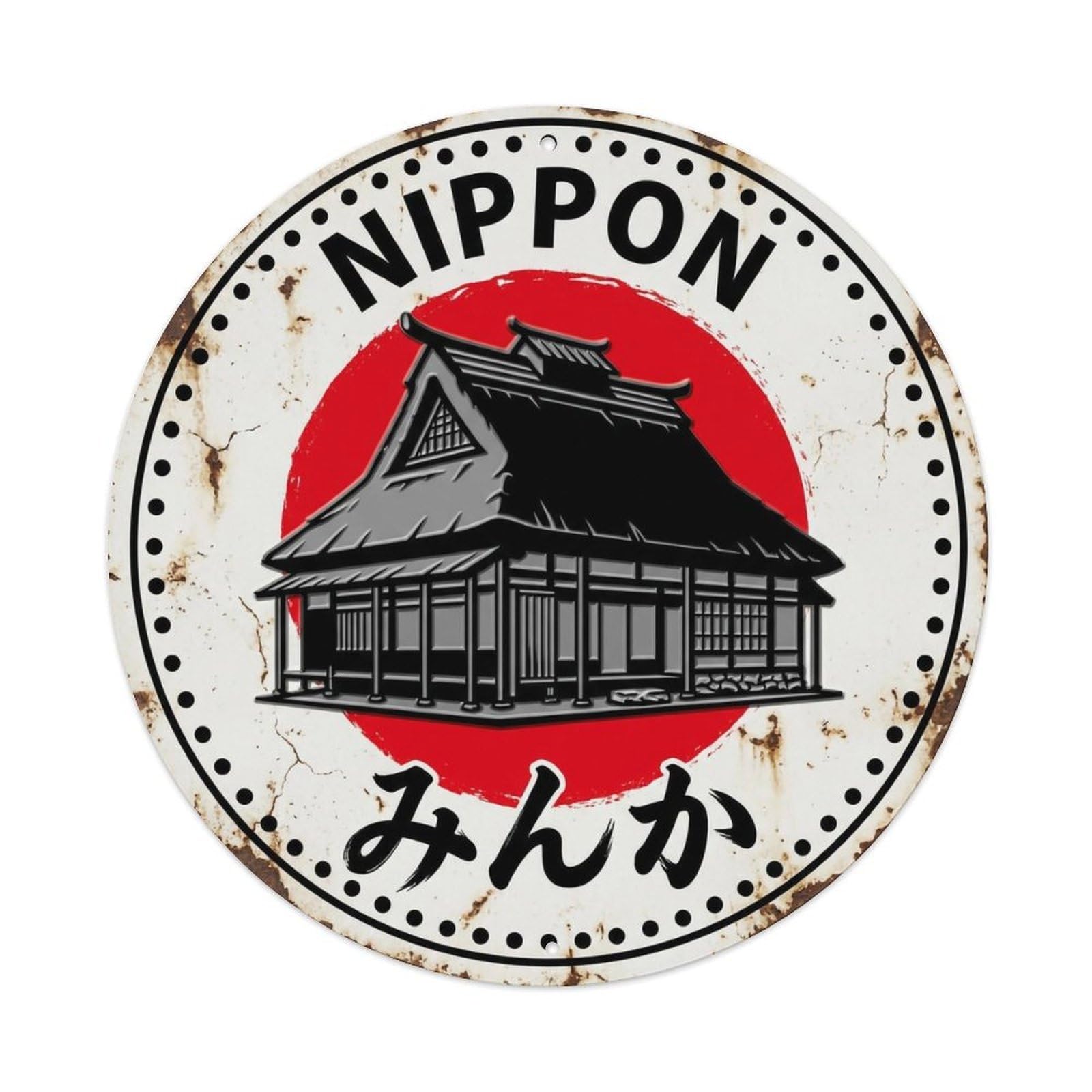 Farmhouse Nippon Rural Dwelling Building Vintage Metal Tin Sign