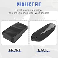 Vista 6 de X AUTOHAUX Tapa de consola central de automóvil, funda de asiento para reposabrazos, funda protectora de cuero de microfibra de repuesto para Dodge