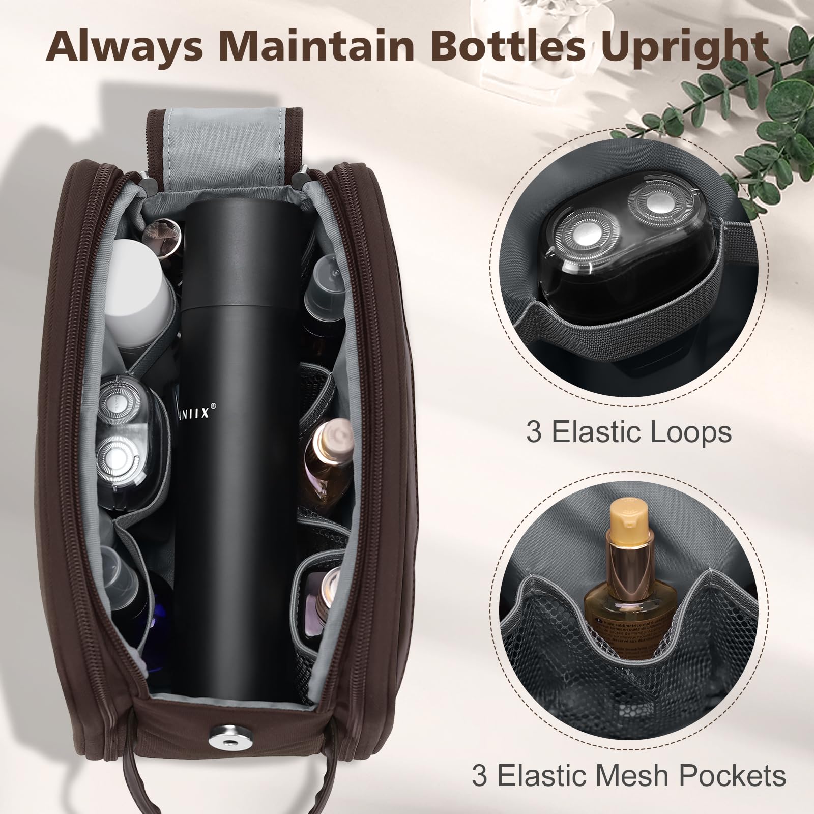 Wedama Neceser para hombre, bolsa de aseo mediana para colgar, bolsa organizadora electrónica extra, bolsa de viaje impermeable para artículos de tocador, bolsa de viaje con asa de poliuretano para
