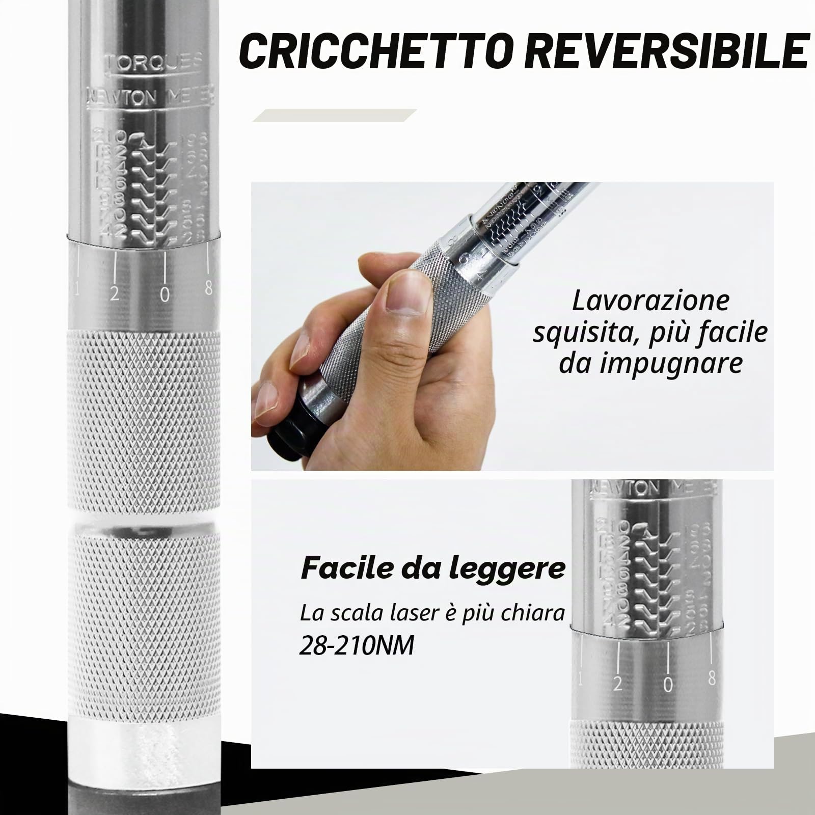 CCLIFE 6 Pezzi Chiave Dinamometrica, 1/2" 28-210 Nm Cr-V, Set di Chiavi Dinamometriche per Auto e Moto con Bussole 17mm 19mm 21mm e Barra di Prolunga 1/2'' 5''