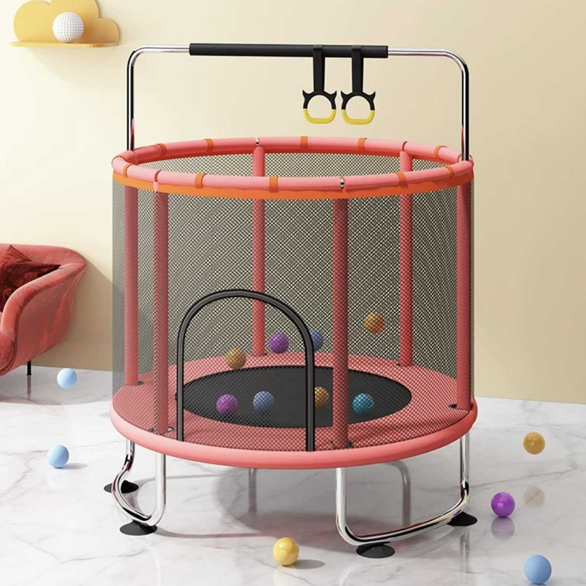 Amazon | トランポリン 鉄棒 140cm 吊り輪 大型 家庭用 室内 安全