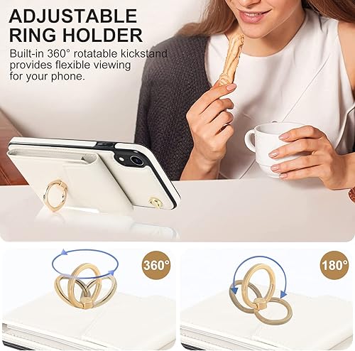 Miniatura 5 de Asuwish Funda de teléfono para iPhone XR 6.1 con protector de pantalla de vidrio templado y anillo de bloqueo RFID, tarjetero para celular iPhoneXR