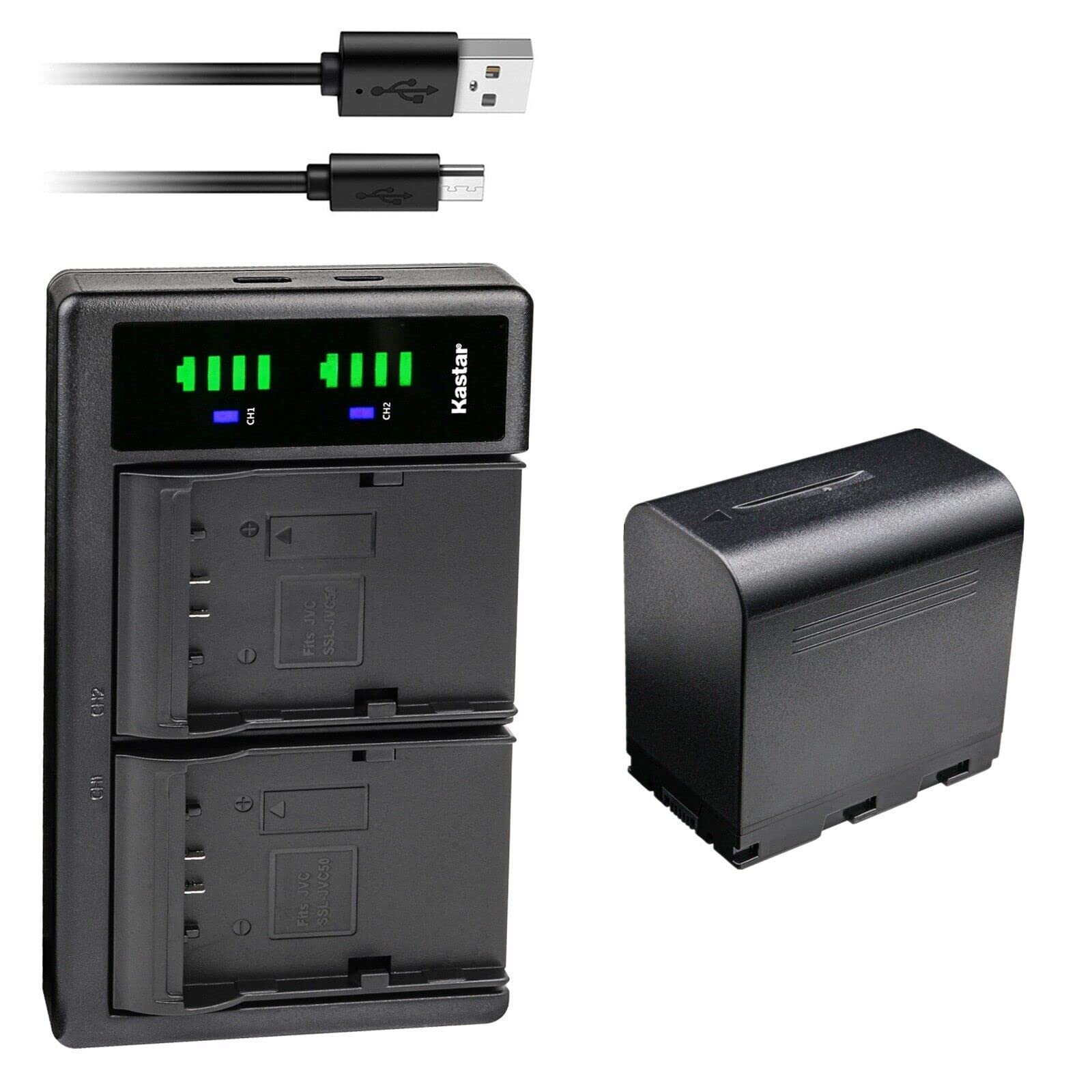 Kastar 1-Pack SSL-JVC70 Battery and LTD2 USB Charger Replacement for JVC GY-HMQ10, GY-HMQ10E, GY-HM200, GY-HM200U, GY-HM200HW, GY-HM200SP, GY-HM200SP