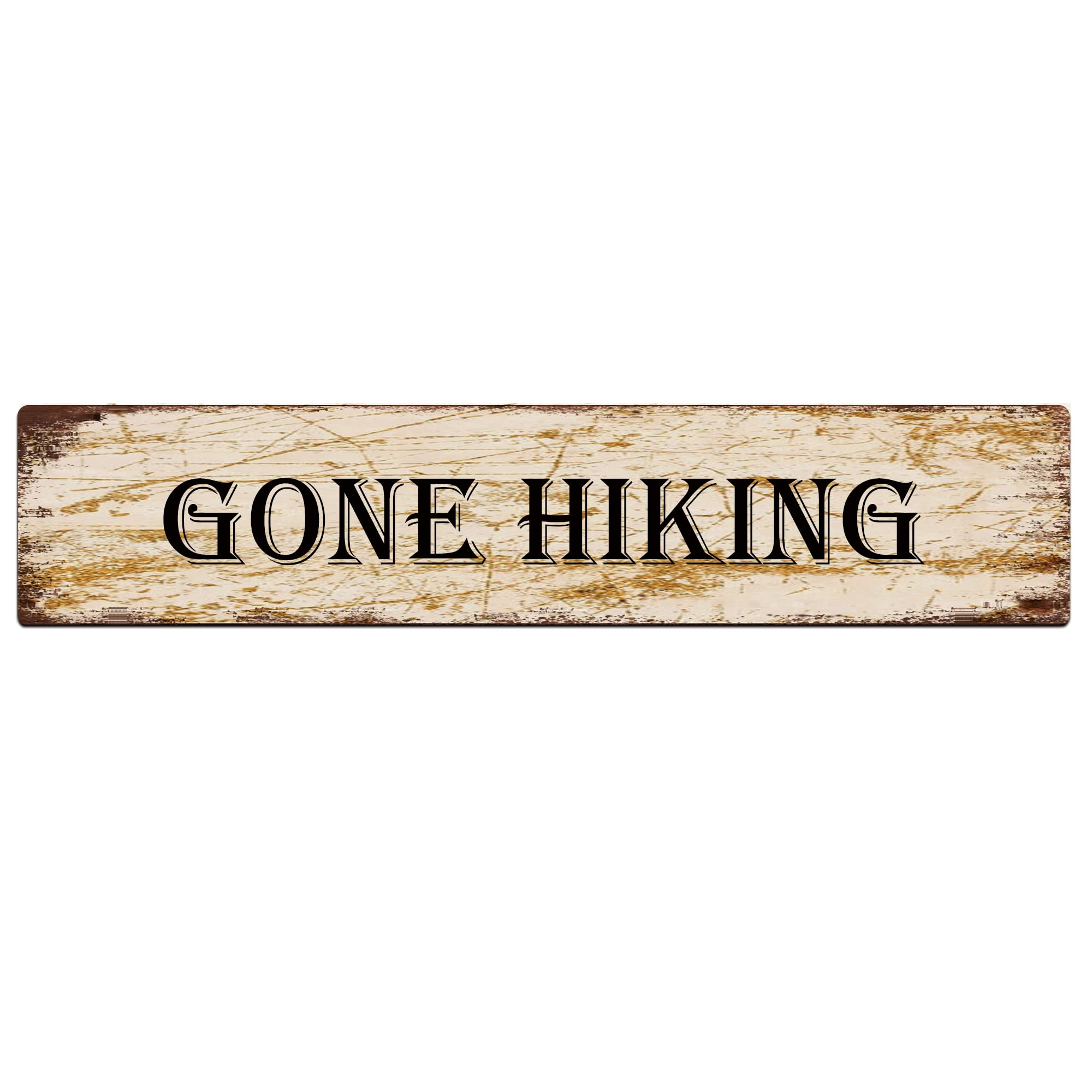 GONE HIKING Retro Tin Signs Aluminum Metal Sign for Kitchen Home Garden Wall Bar Cafe Decor 4x16 Inch