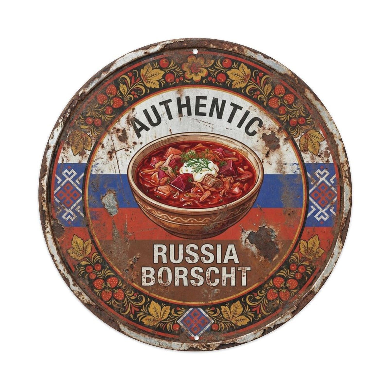 Russia Travel Borscht Russian Soup Cuisine Metal Tin Sign