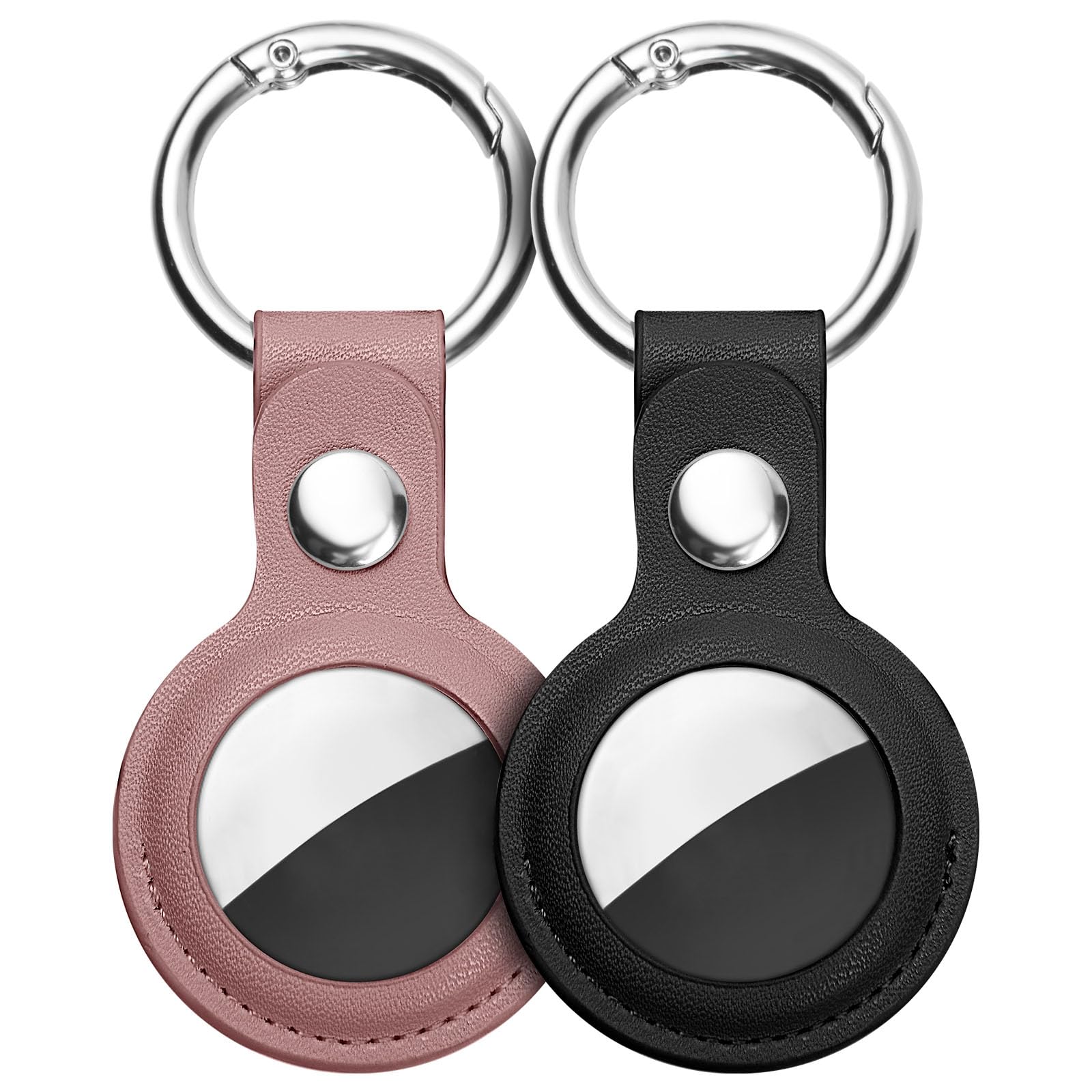 Ainiv Protective Case for Apple Airtags, 2 Pack PU Leather Keyring Case, Tracker Cover for AirTags, Pet Dog Cat Collar Locator Tracker Cover, Key Finder Case for AirTag-Blue and Brown — view 9