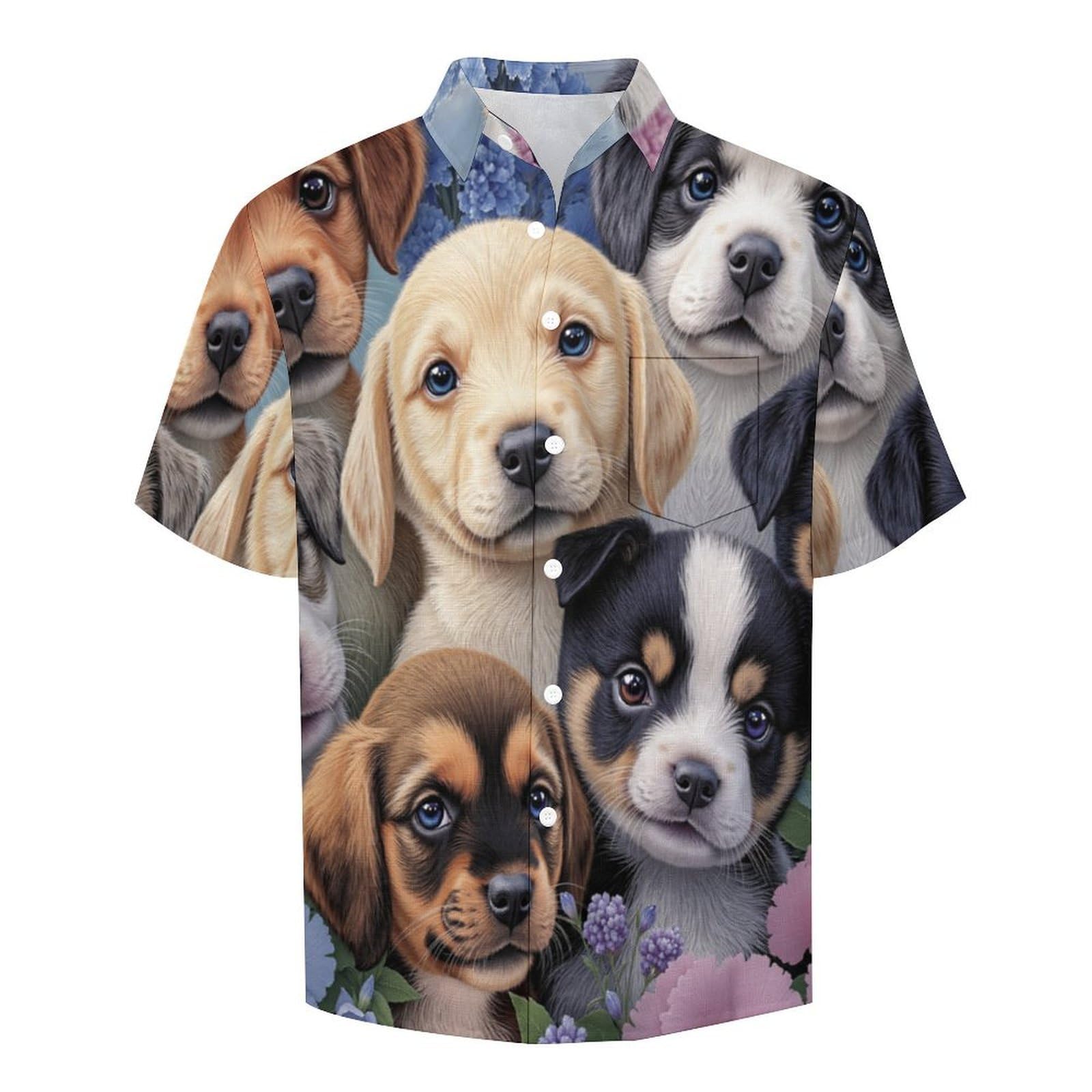 Camicia da Uomo a Maniche Corte con Bottoni, Stile con Stampa Fiori E Animali Carini, vestibilità Regolare, Camicie da Spiaggia Estiva Hawaiano, Aloha