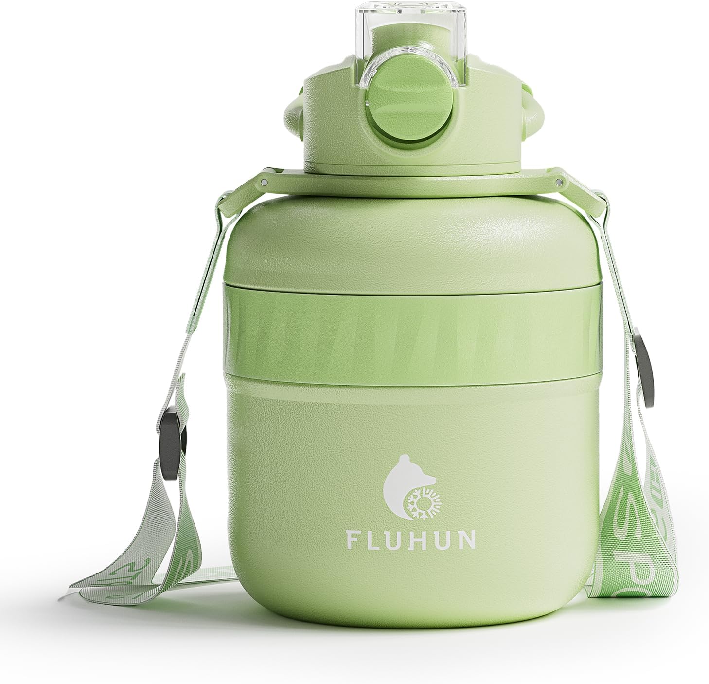 32 oz Insulated Water Bottle with Straw Lid and Handle, Stainless Steel Sports Water Cup Flask with Spout Lid and Strap, Double Walled Vaccum, Leak Proof, Perfect for Outdoors (green, 32oz) Green 32 Ounces