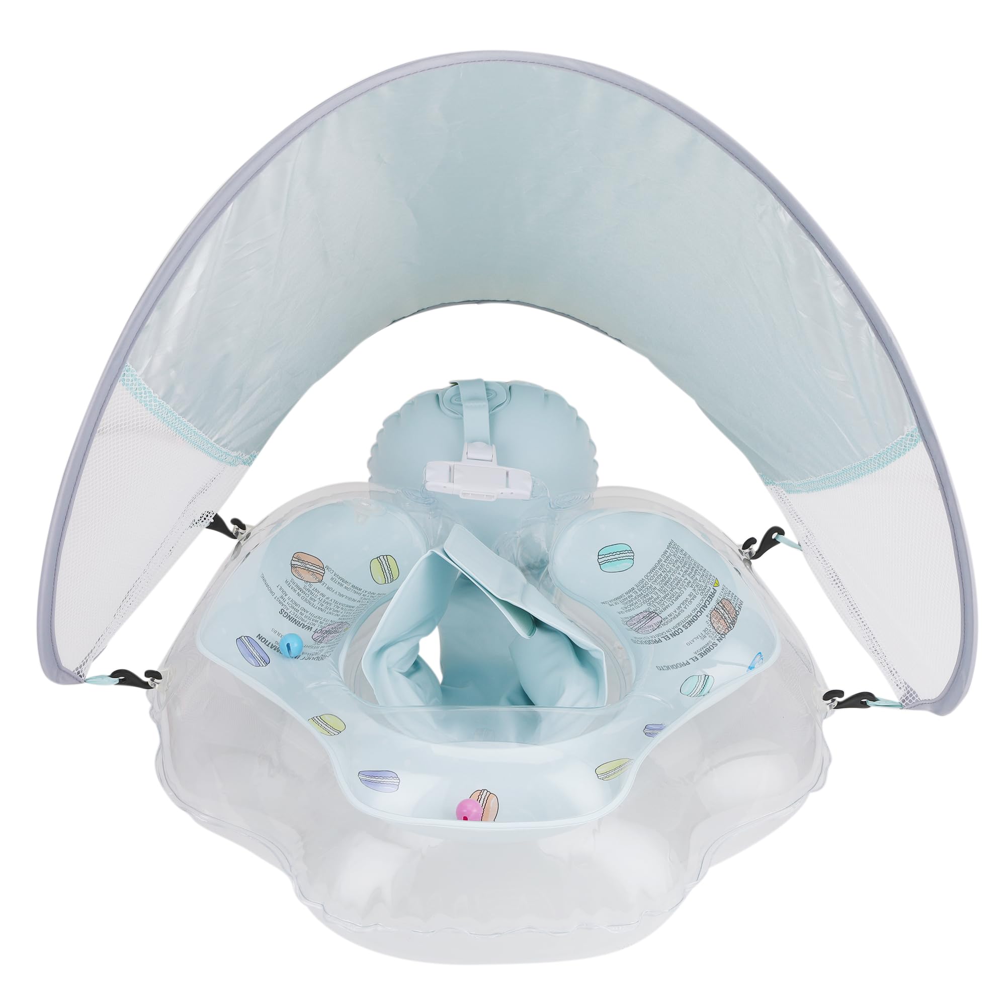 Swimava G6 Tummy Ring with Canopy (Age 3-24 Months) - Safe, Inflatable Baby Swim Trainer, Easy-to-Use Toddler Float, Water Play & Swim Skills Development Aid for Infants (Macaron)