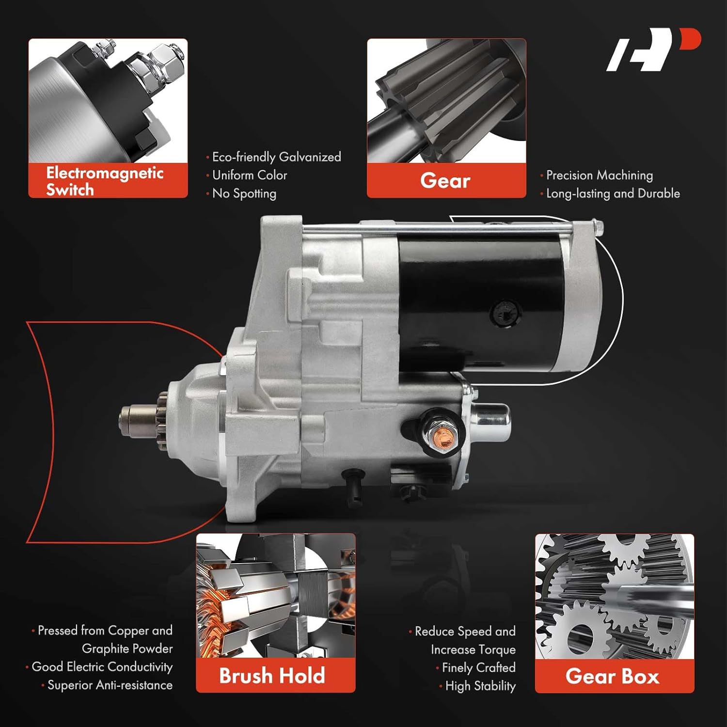 A-Premium Starter Motor Compatible with John Deere Ag & Industrial Combines 1450 CWS, Combines 1550 CWS, Cotton Pickers 7455, Crawlers 450G & John Deere Marine 4039DFM, 12V 4.0KW 11-Teeth Clockwise