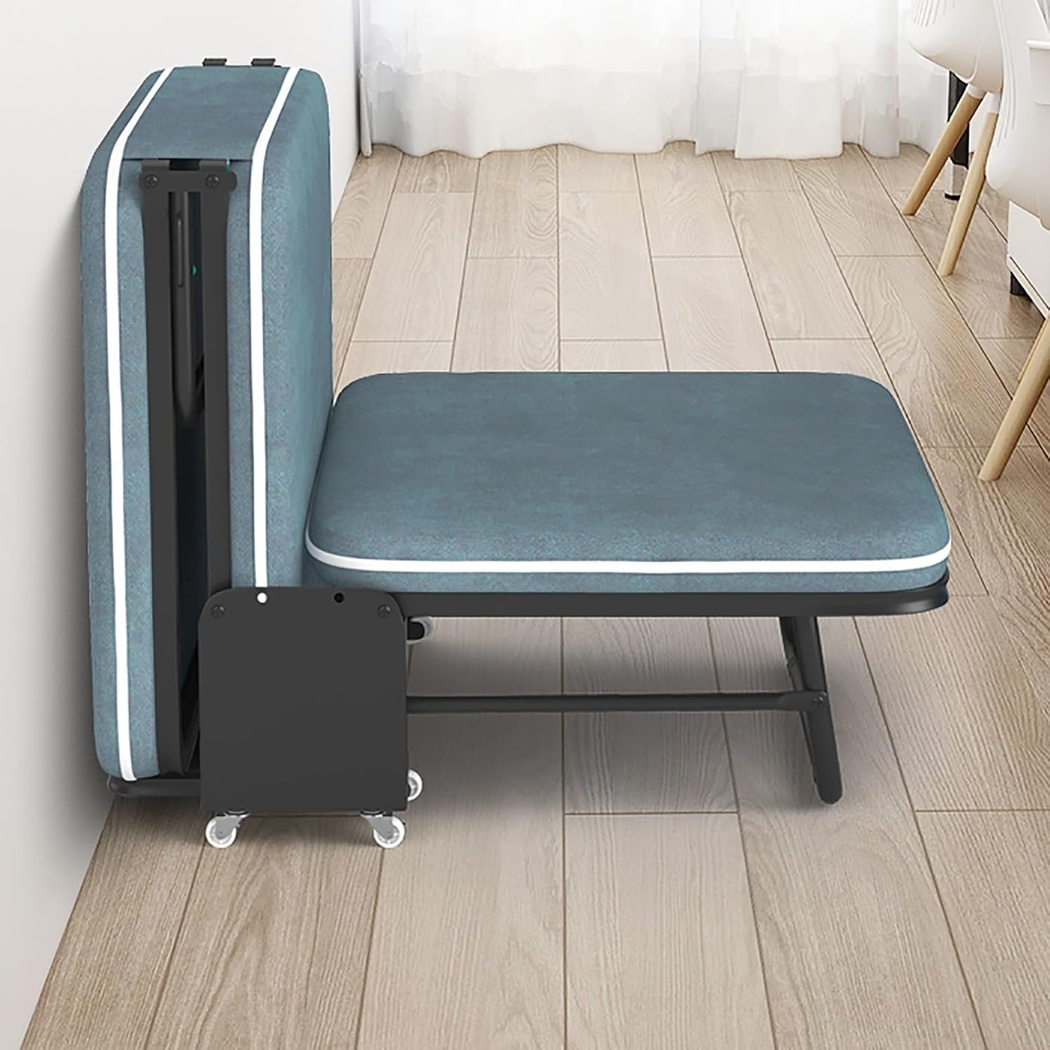 Rollaway Folding Guest Bed With Memory Foam Mattress, Portable Single Bed Foldable Bed, Camping Bed With Caster Wheels, Pull Out Bed Chair Beds For Adults, Bearing Capacity 200KG, 180×65×26cm ( Size :