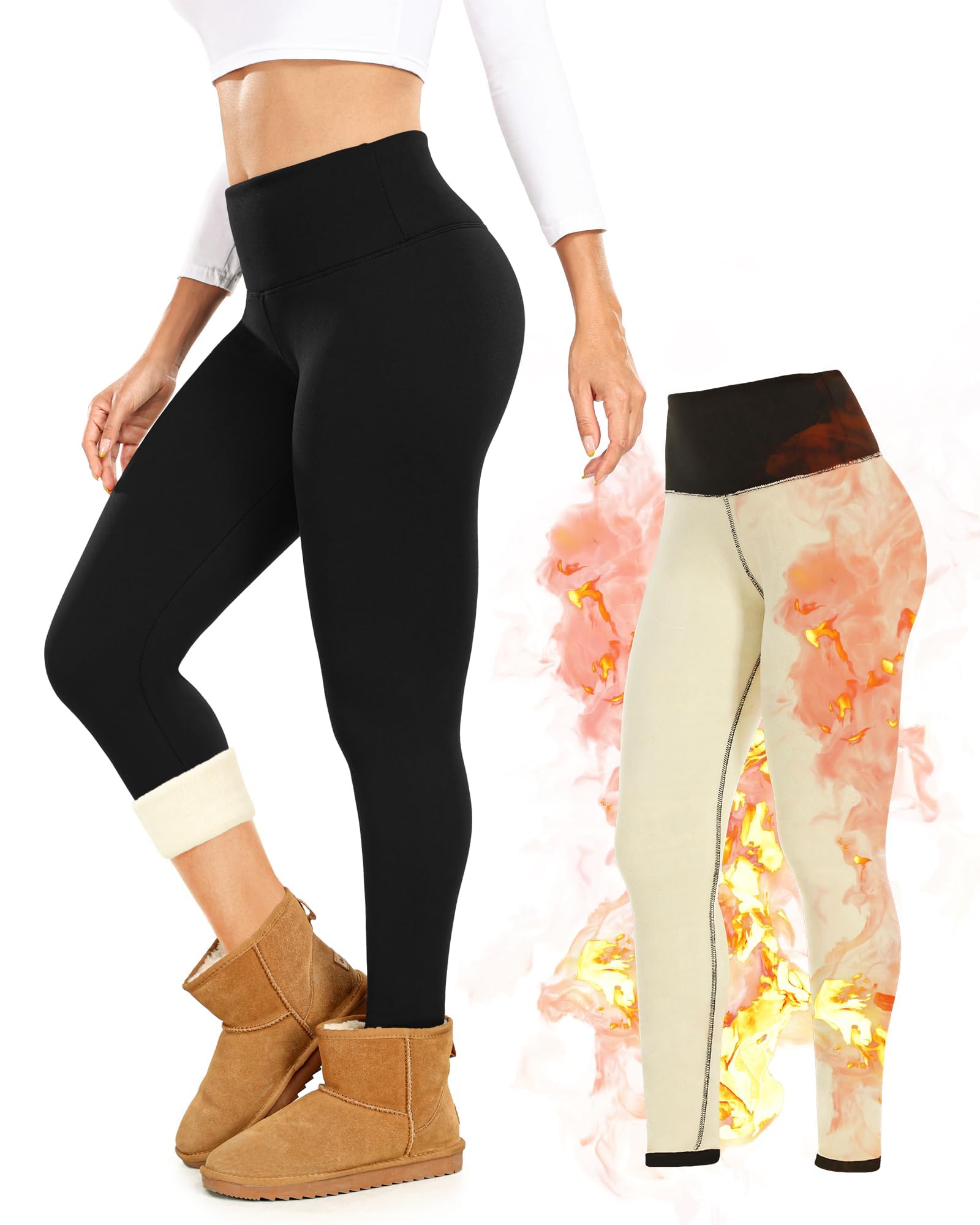 CTHH Women's Fleece Lined Leggings Winter Warm Workout Tights High Waisted Thick Thermal Yoga Pants