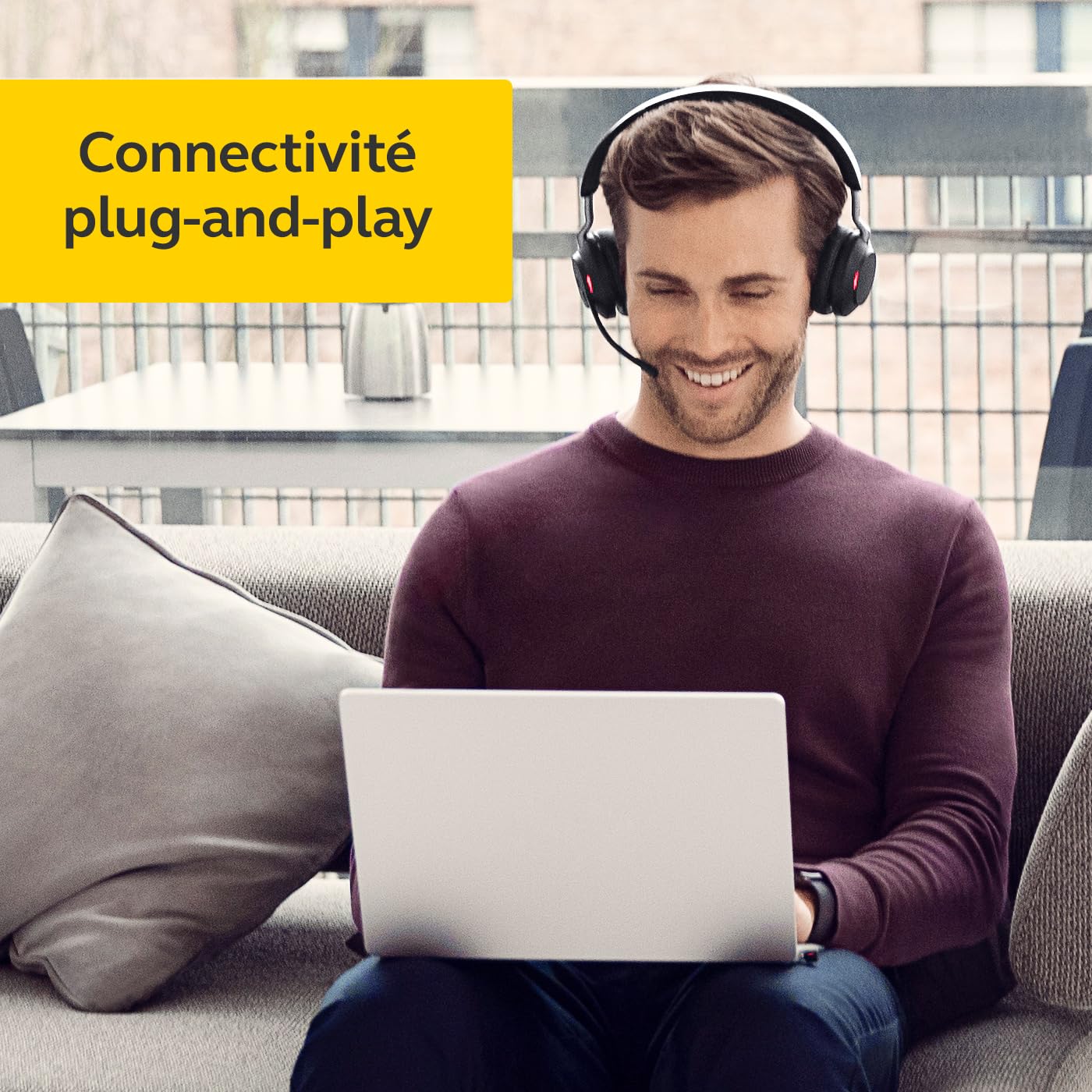 Jabra Evolve2 65 Casque PC Sans Fil - Casque Audio Anti-Bruit Certifié Microsoft Teams avec Batterie Longue Durée - Adaptateur Bluetooth USB-A - Noir