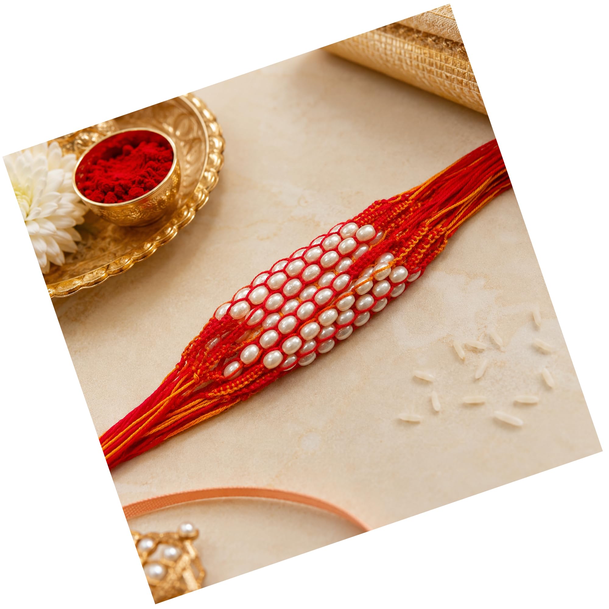 Set Of 12 Pearl Beaded Moli Thread Kalava Rakhi Set For Brother Combo For Bhaiya, Gift For Brother Dora Moli Rakhi-image-17