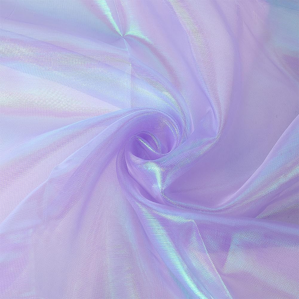 NBEADS Organza Fabric, 1.5x3 m, Robust Organza Fabric for Brides, Polyester Organza, Magic Gradient Colour Gradient, Holographic Mesh Fabric for Stage Dress, Purple