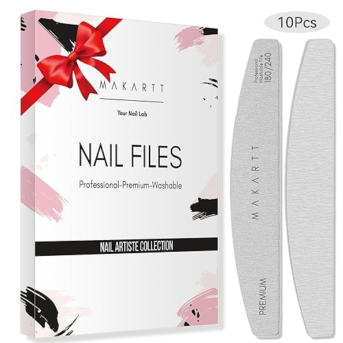 Miniatura 2 de Makartt Limas de uñas 180240 Grit Emery Boards para uñas, 10 limas profesionales de uñas de doble cara para preparación y pulido de uñas naturales,