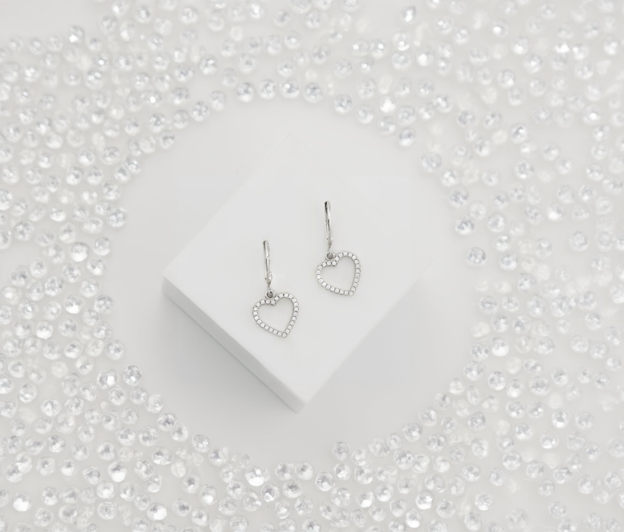 SOFIA MILANI - Orecchini da Donna in Argento 925 - Con Pietra Zircone - Orecchino Pendente a Cuore