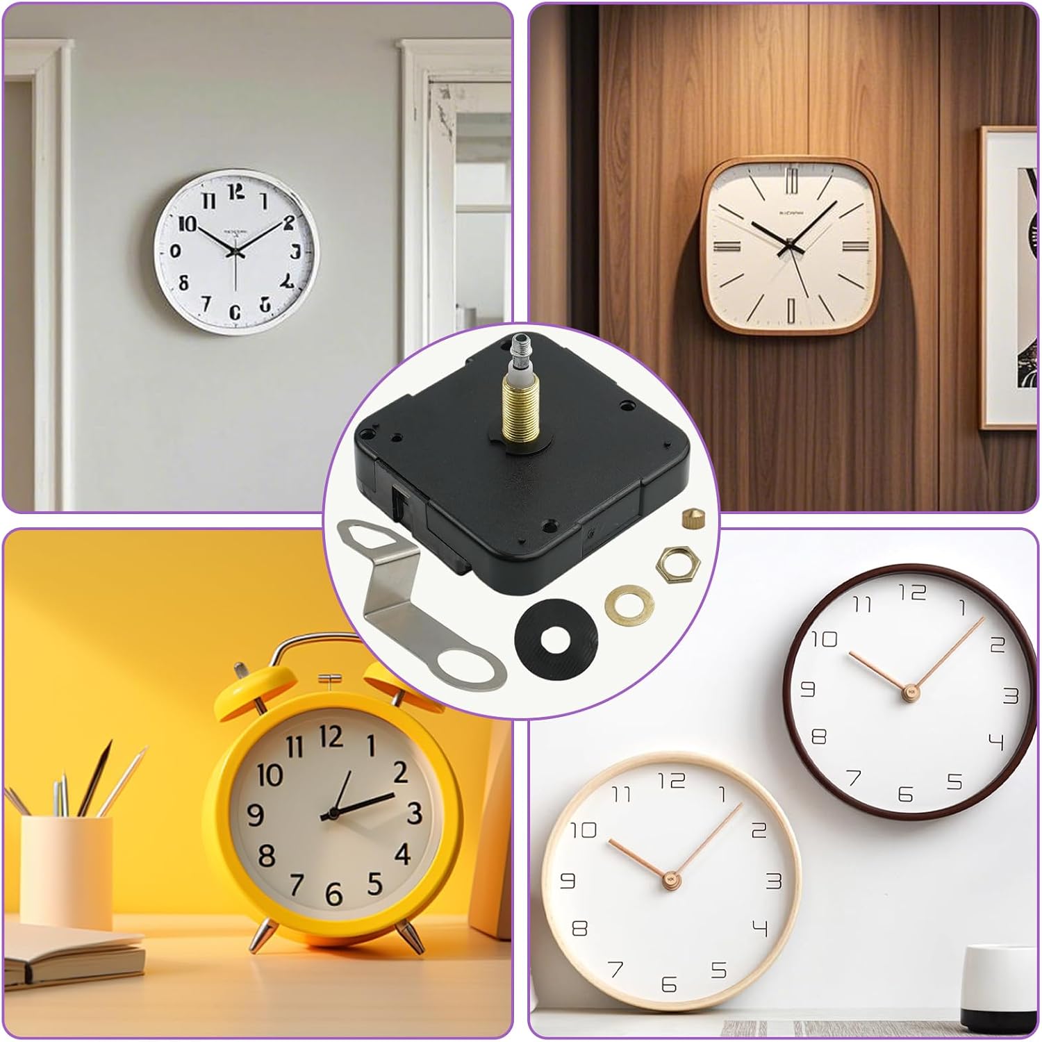 2 Set 12888 Quartz Clock Movement Replacement, 1-3/32 Inch and 29/32 Inch Shaft Length Wall Clock Mechanism Replacement Clock Parts Battery Operated Kit, No Battery