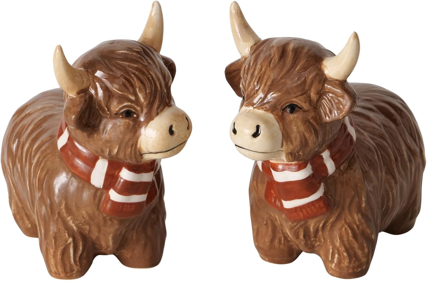 BOLTZE Buffy 2061751 Shaker, Set of 2, Brown, Ceramic, L x W x H: 10 x 4.5 x 9 cm, Buffalo Shape, Dishwasher Safe, Salt & Pepper Shakers, Spice Shaker