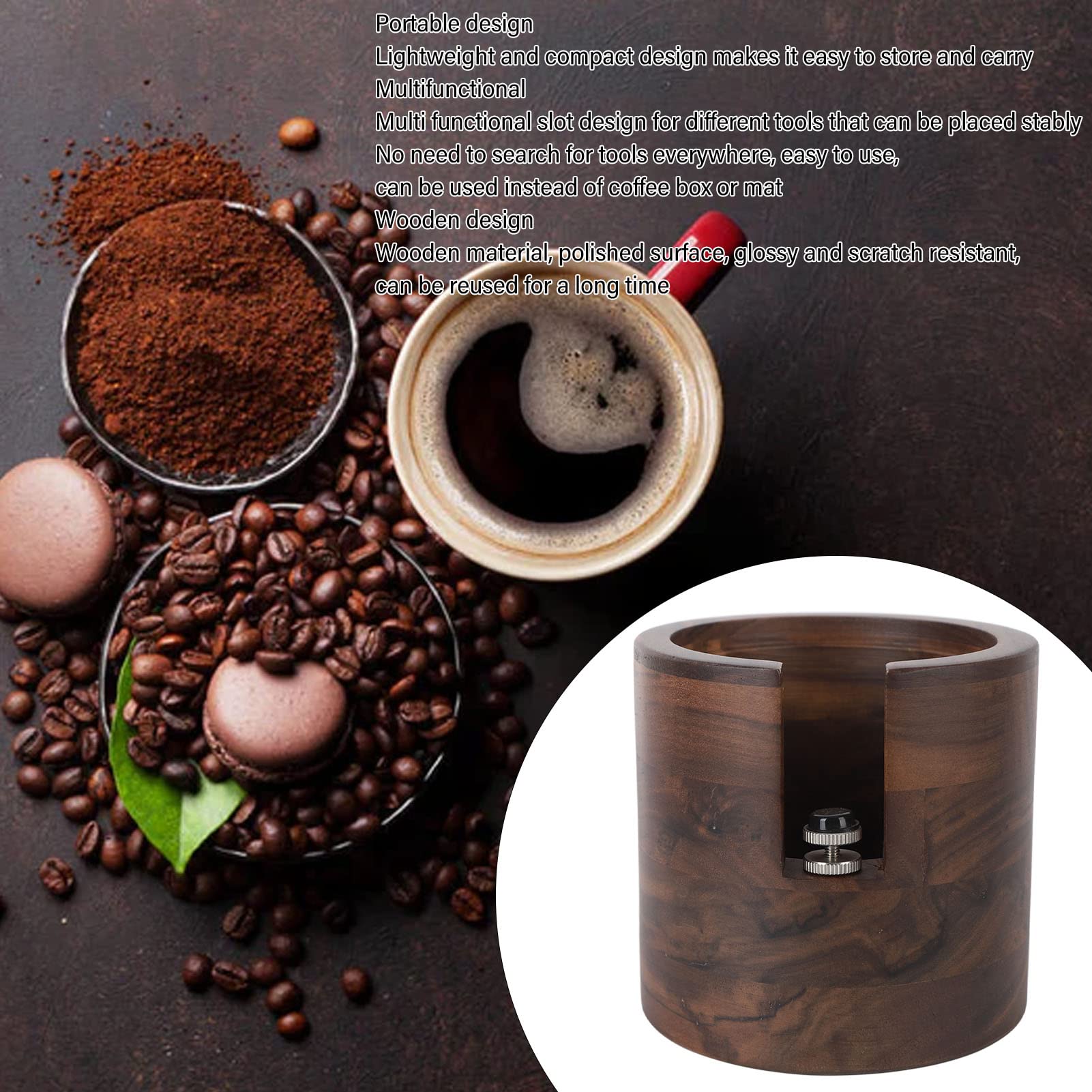 Knock Box, Estación de Apisonamiento de Madera para Café, Almacenamiento de Tapetes, Tamper de 51 mm a 54 mm para Cafés, Restaurantes, Cocinas, Panaderías