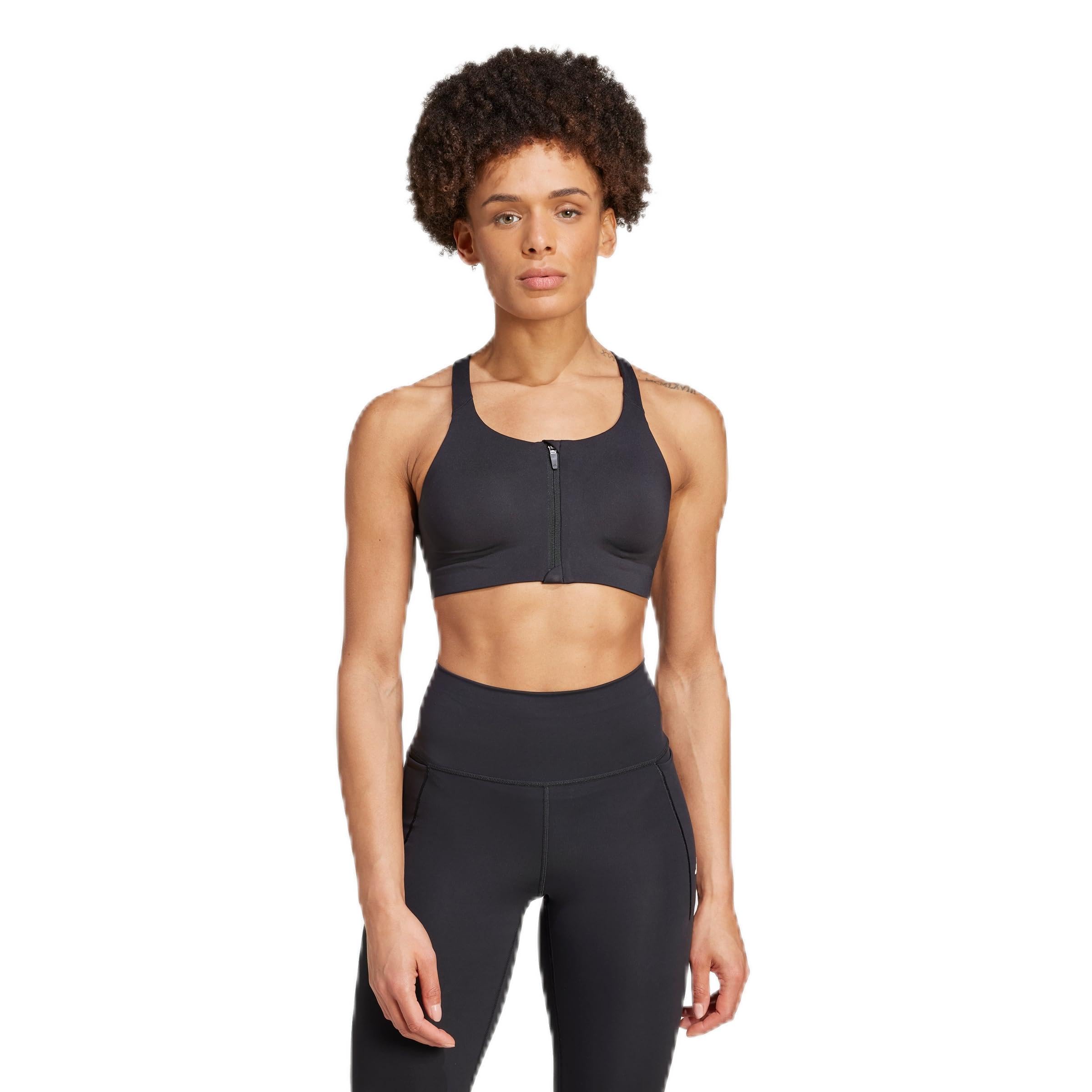 adidas Womens Bra | TLRDIM L HS Zip | Black |-picture-55
