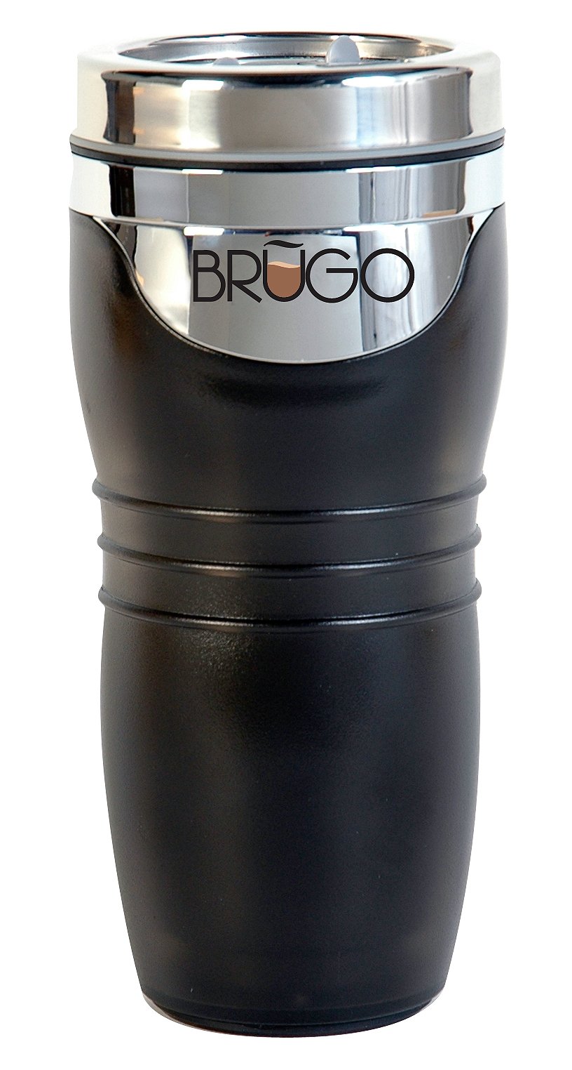 Brugo New 3rd Generation Leak Proof Brugo Travel Mug with BuiltIn Temperature Control Chamber, BPA Free, Midnight Black
