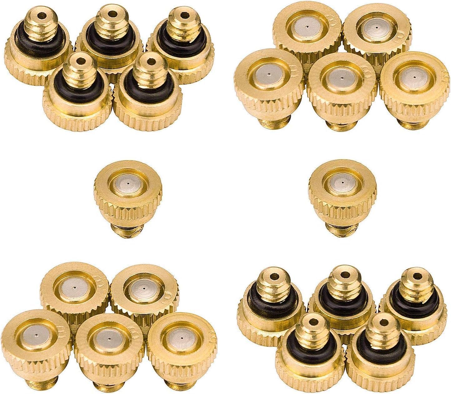 Brass Misting Nozzles for Outdoor Cooling System 22 pcs,0.012" Orifice (0.3 mm) 10/24 UNC by Aootech