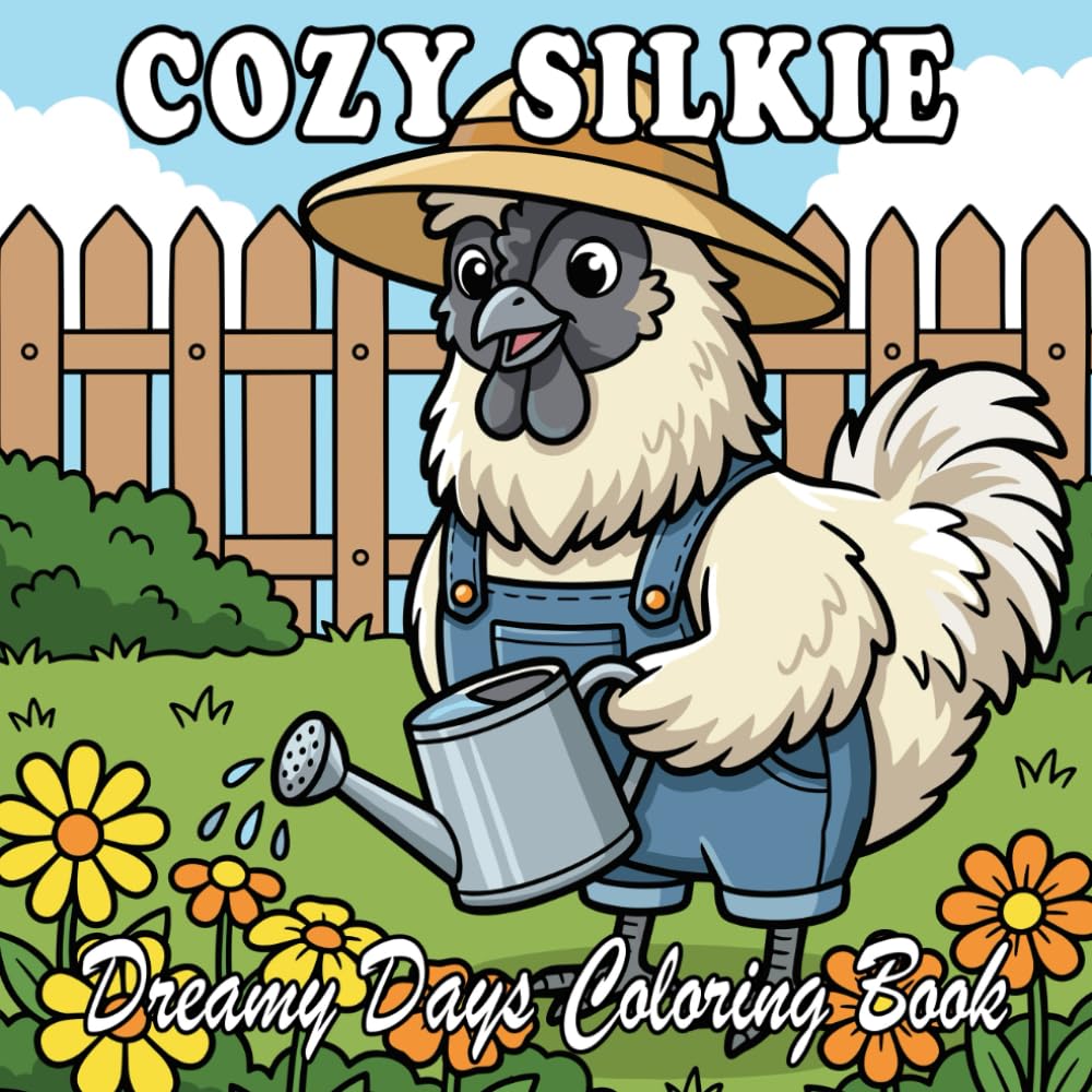 Silkie Coloring Book: Cute and Relaxing Silkie Chicken Scenes for Kids and Adults